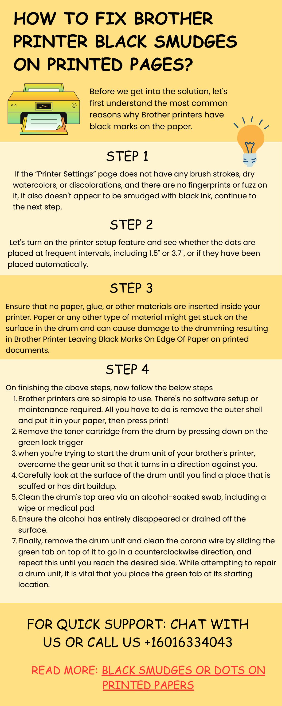 How to fix Brother printer black smudges on printed Pages by Tech