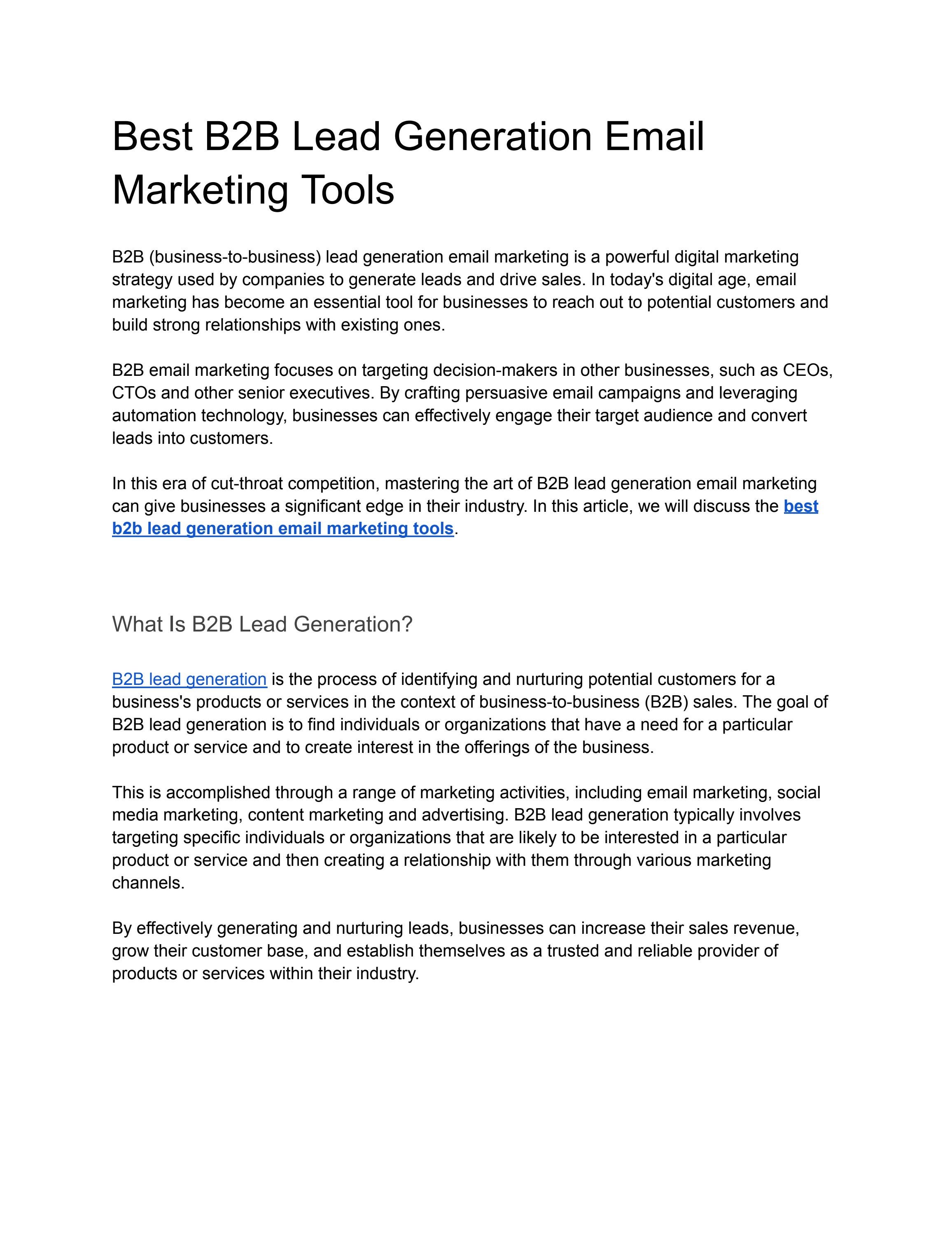 Best B2B Lead Generation Email Marketing Tools by sakurakino Issuu