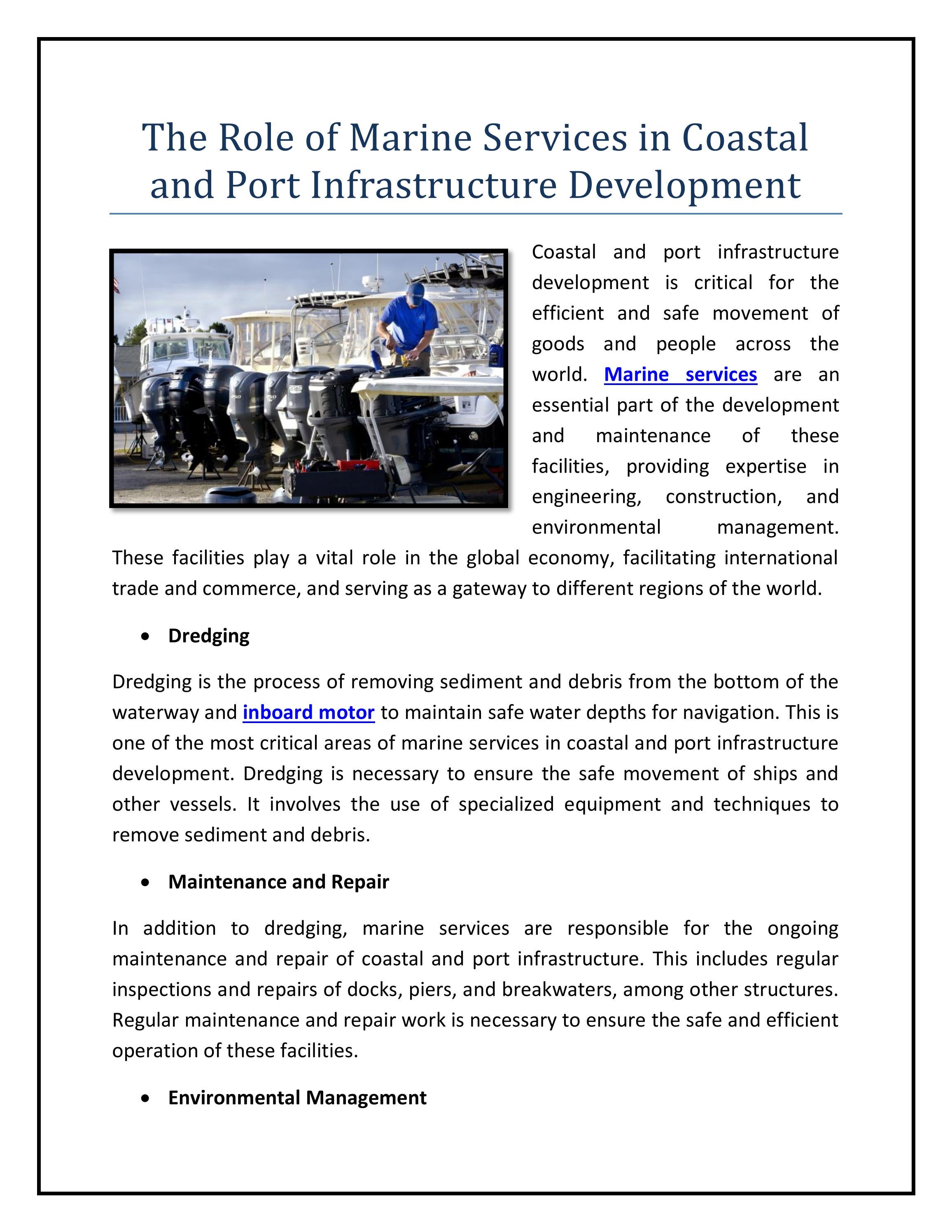 The Role of Marine Services in Coastal and Port Infrastructure