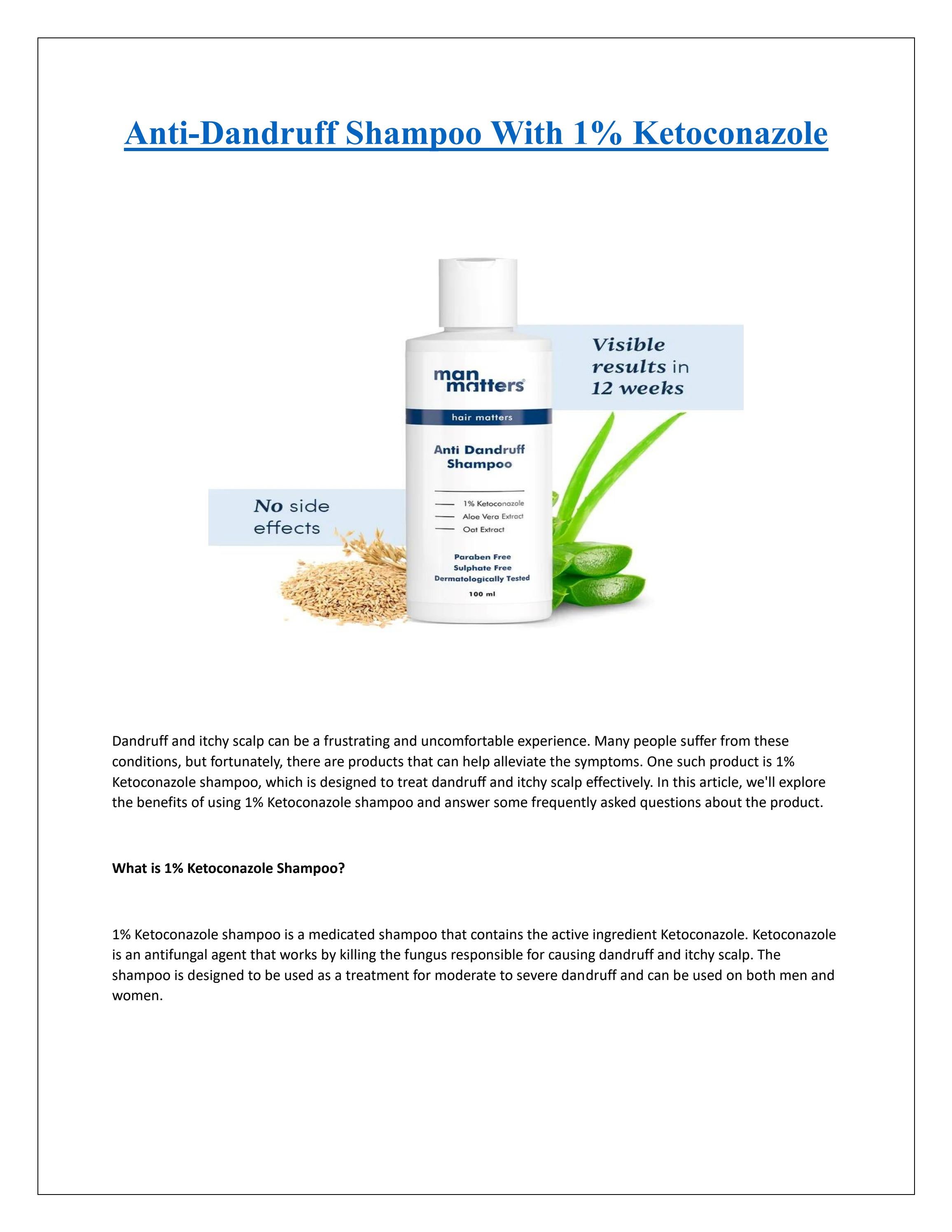 Buy 1 Ketoconazole Shampoo for Dandruff & Itchy Scalp Man Matters by