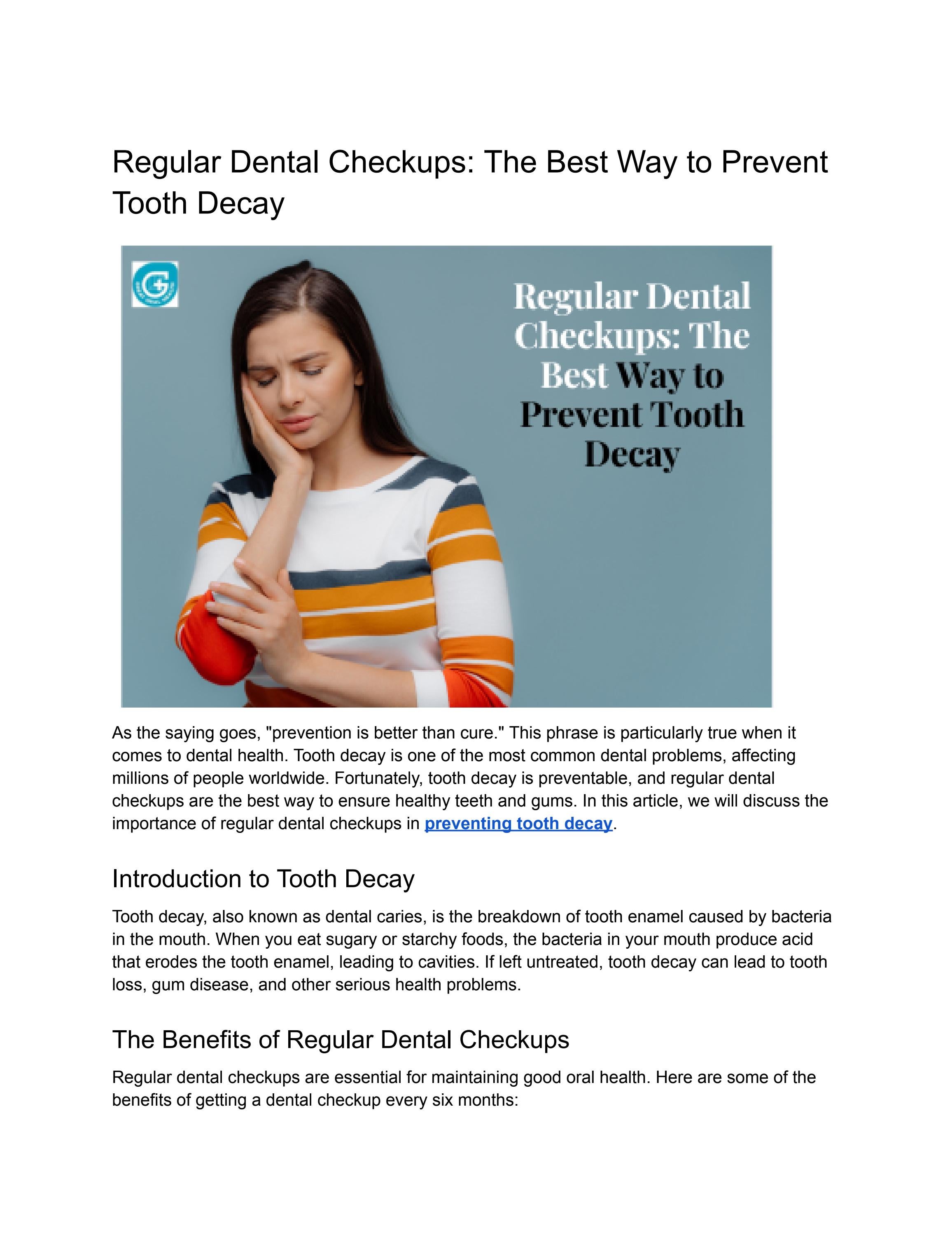 Regular Dental Checkups The Best Way to Prevent Tooth Decay by Great