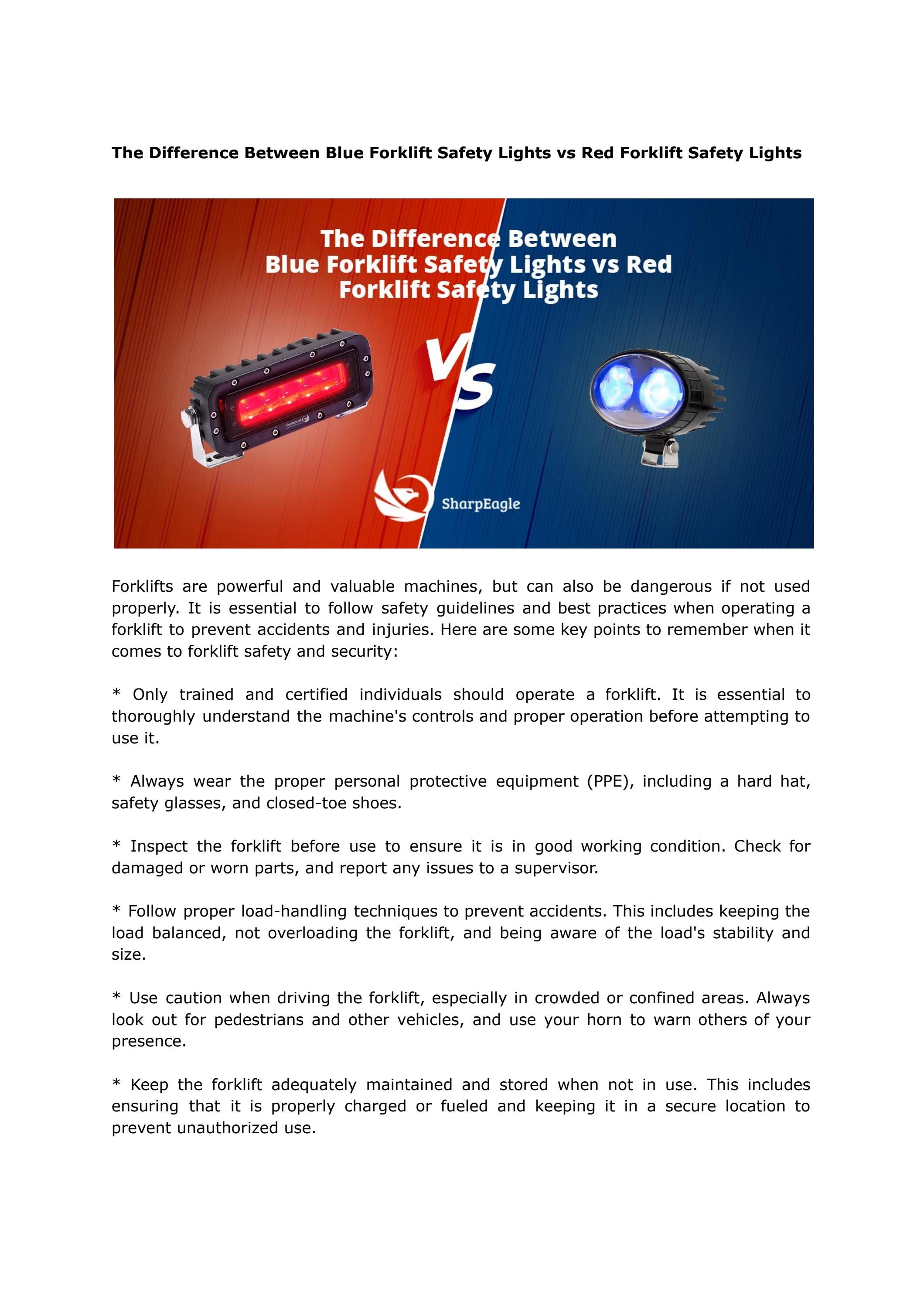 The Difference Between Blue Forklift Safety Lights vs Red Forklift