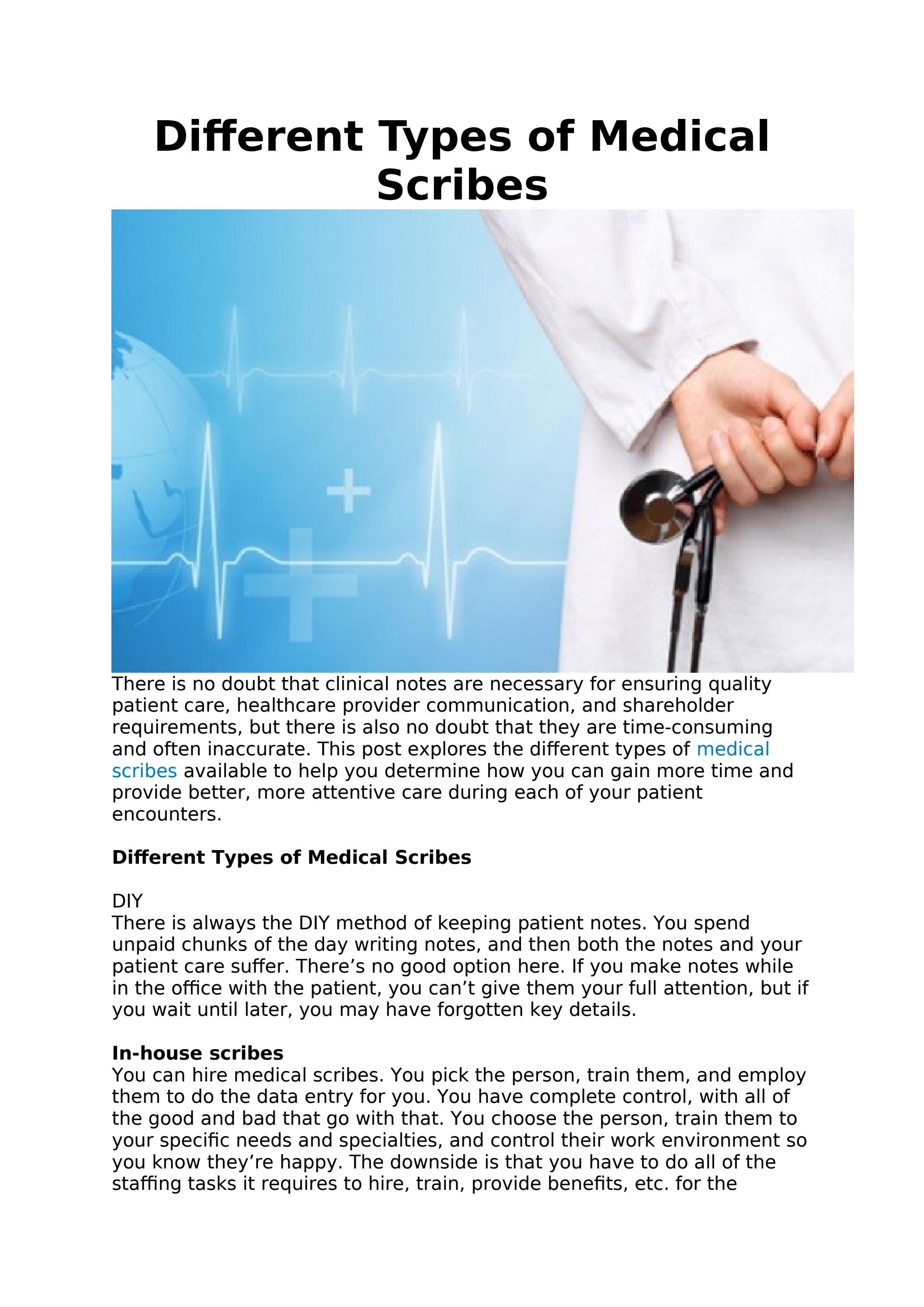 Different Types of Medical Scribes by scribekick Issuu