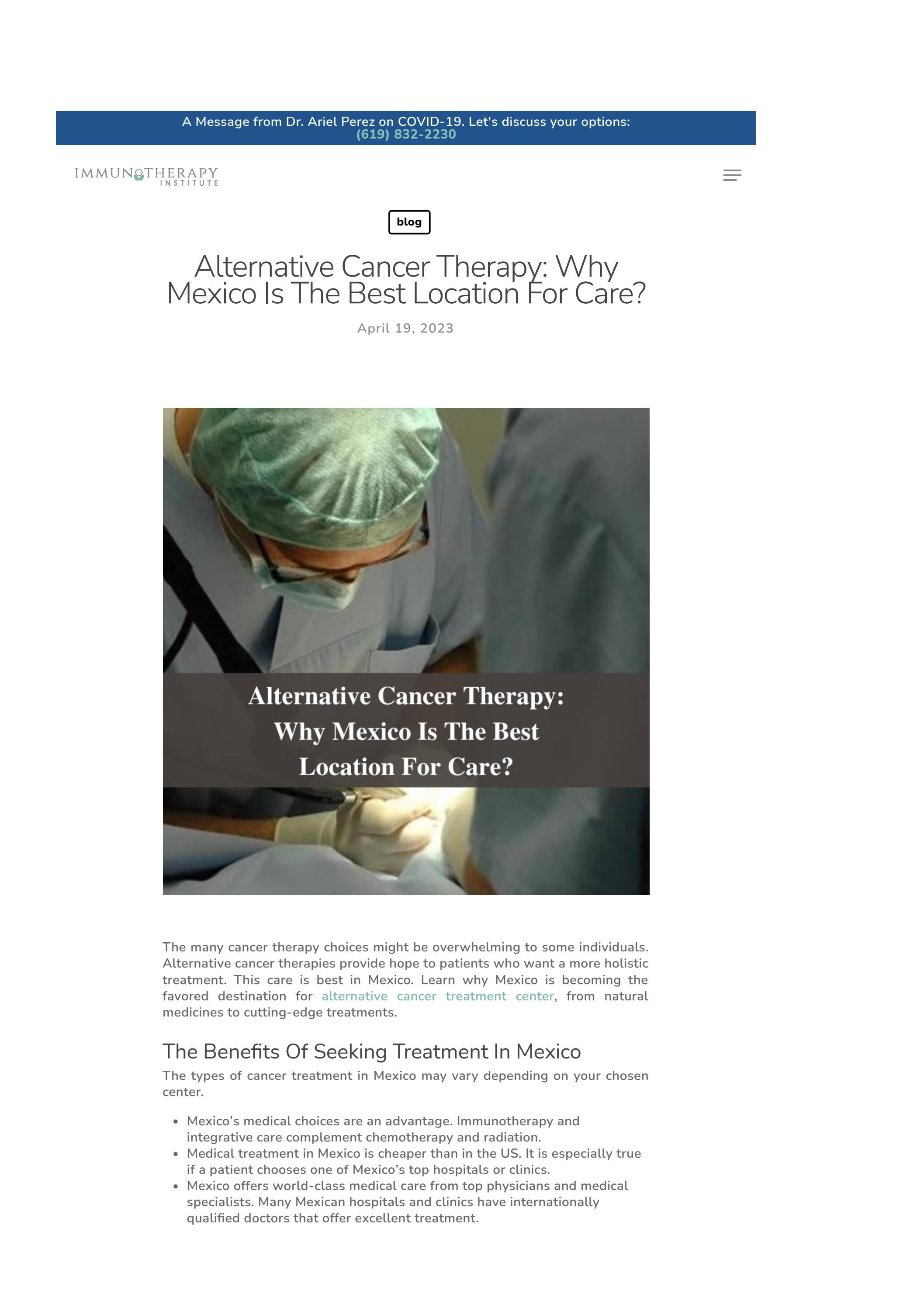 Alternative Cancer Therapy Why Mexico Is The Best Location For Care