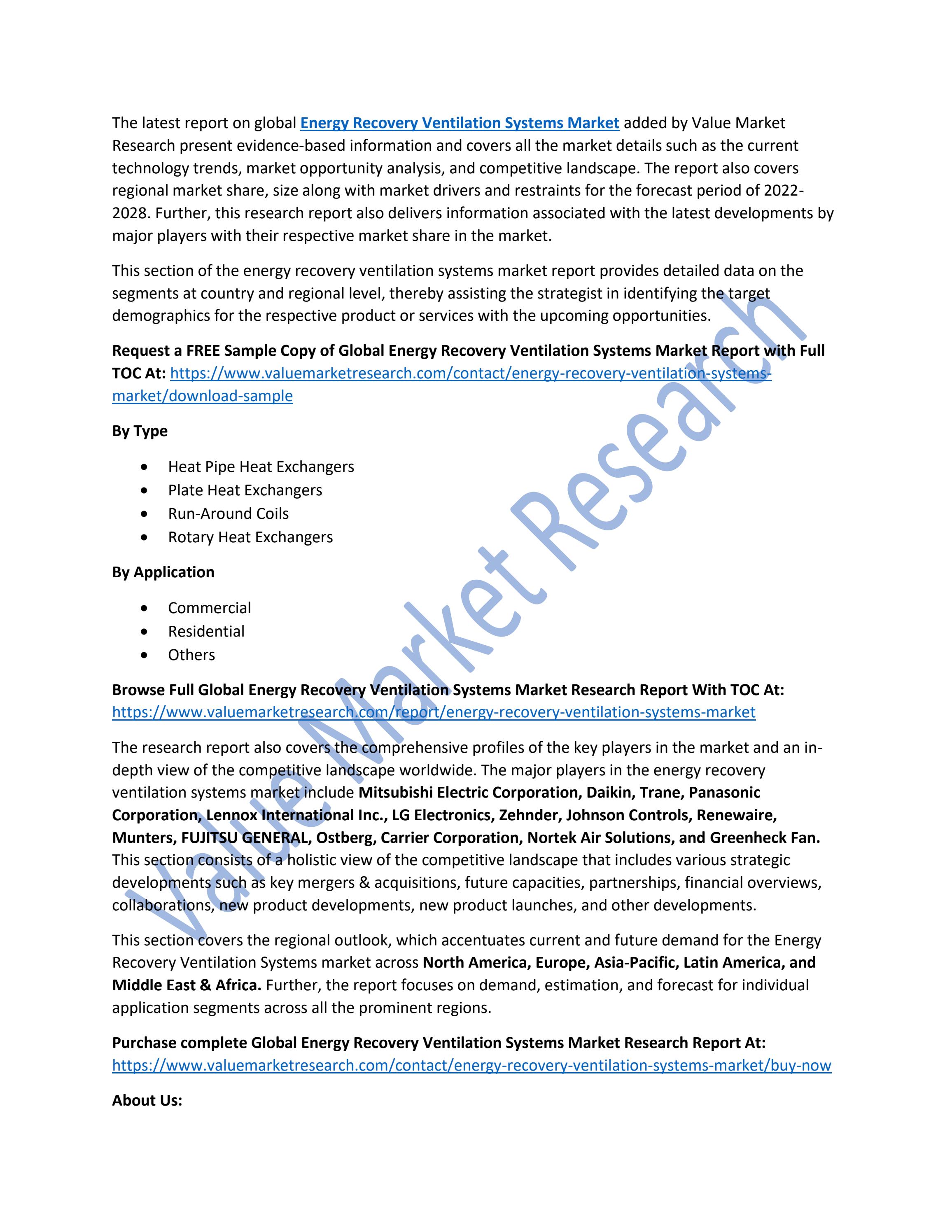 Energy Recovery Ventilation Systems Market Size & Share Report, 2022