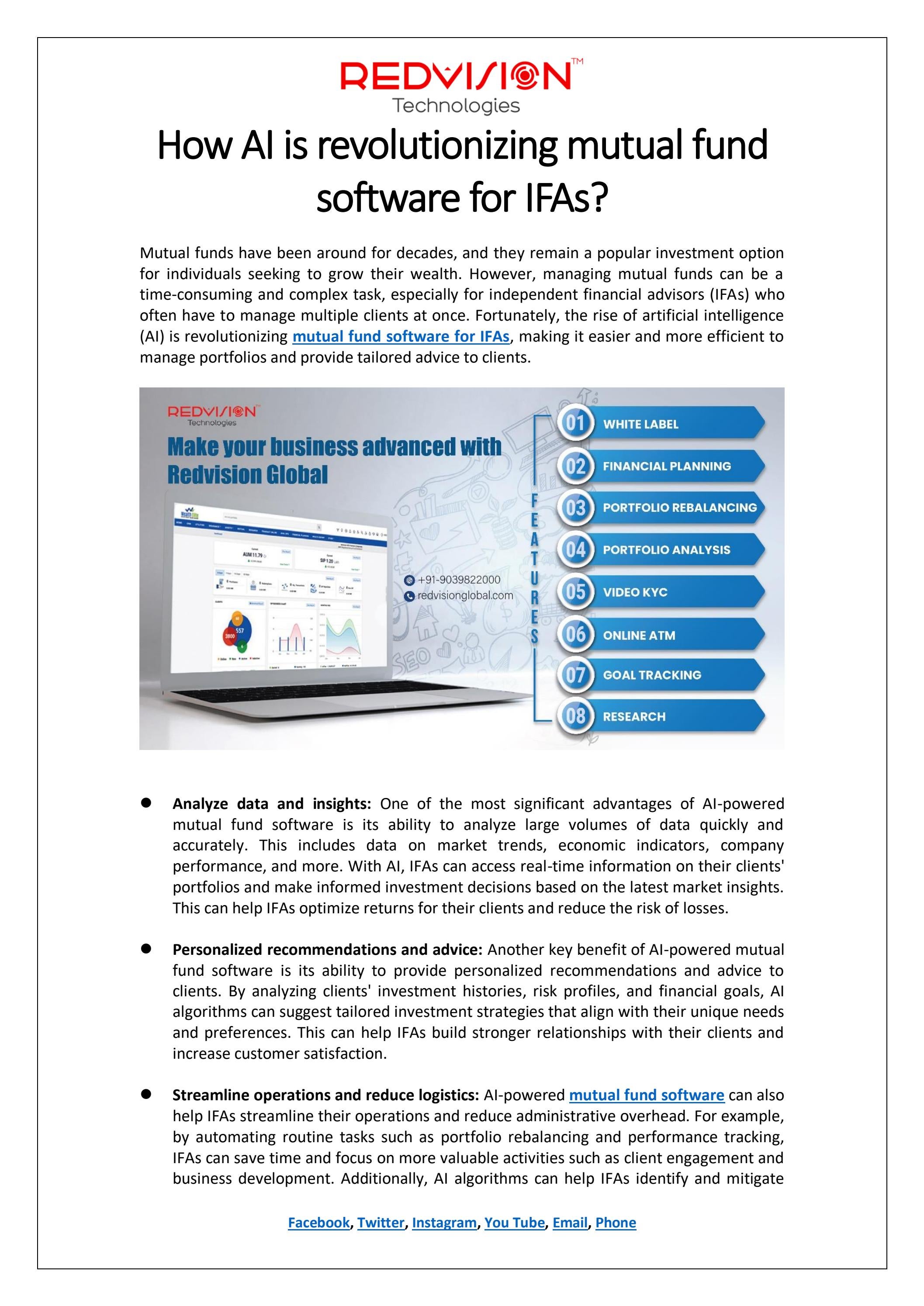 How AI is revolutionizing mutual fund software for IFAs? by REDVision