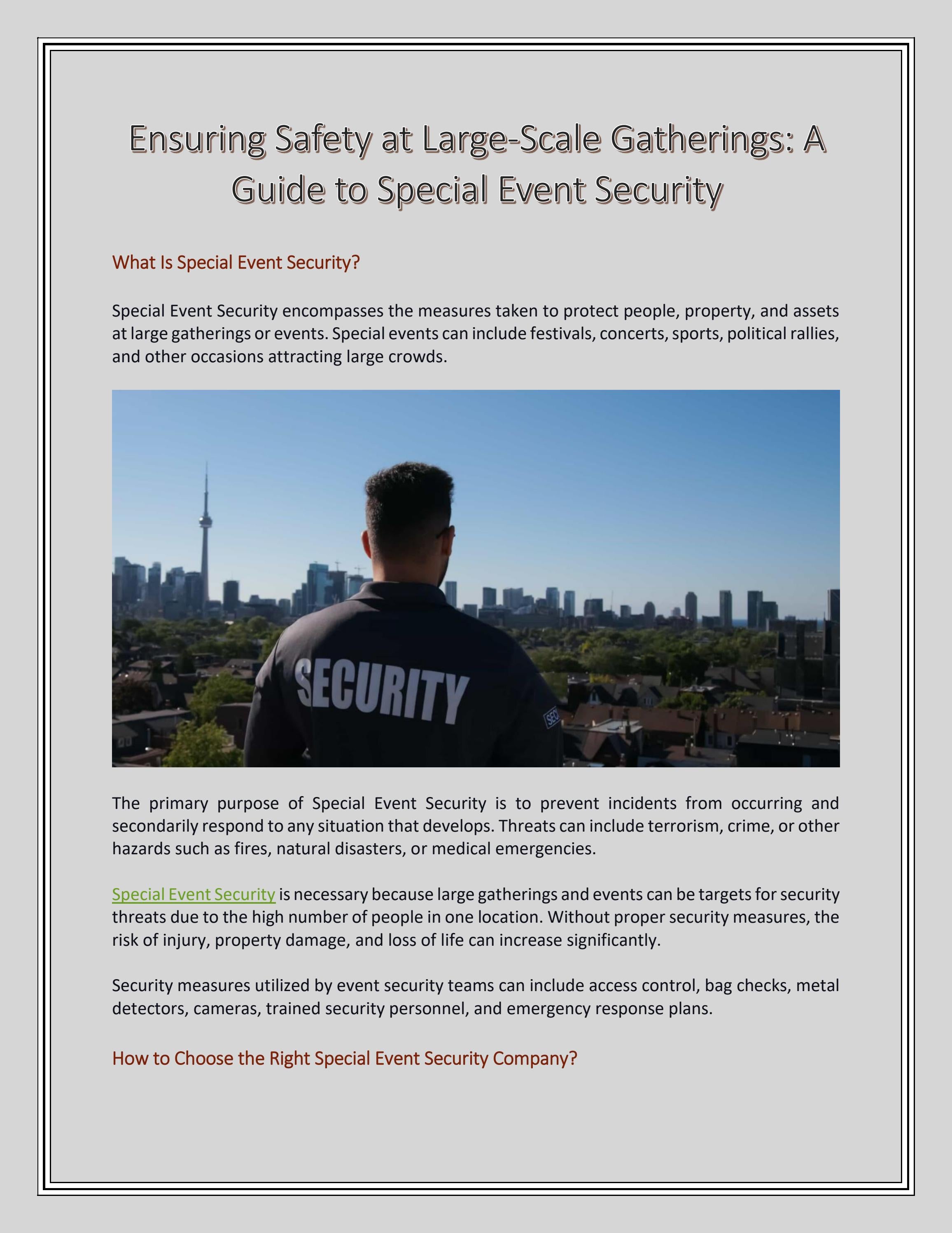 Ensuring Safety at Large-Scale Gatherings: A Guide to Special Event ...