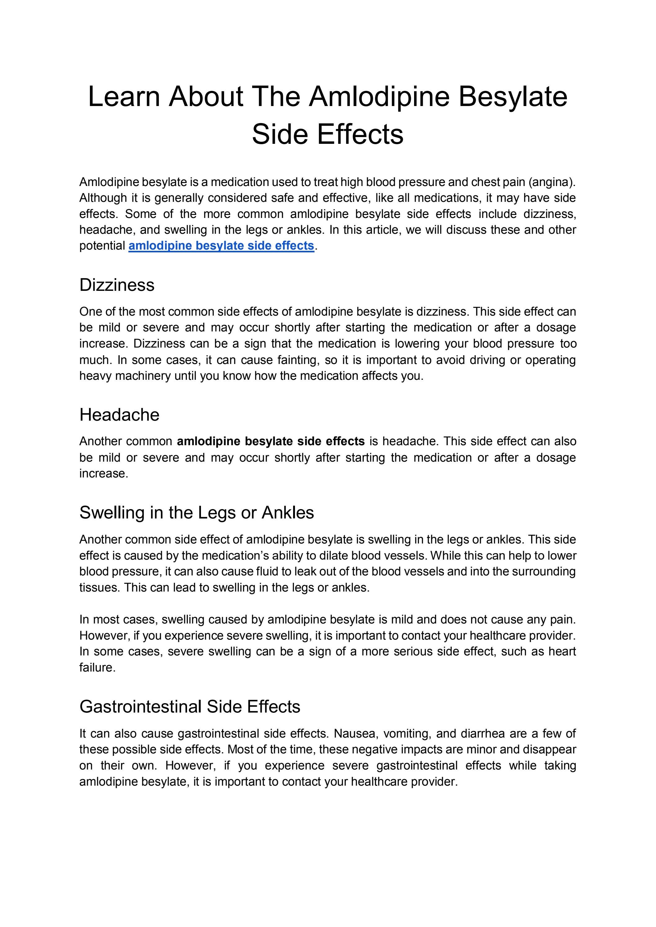 Learn About The Amlodipine Besylate Side Effects by Green Hostit Issuu