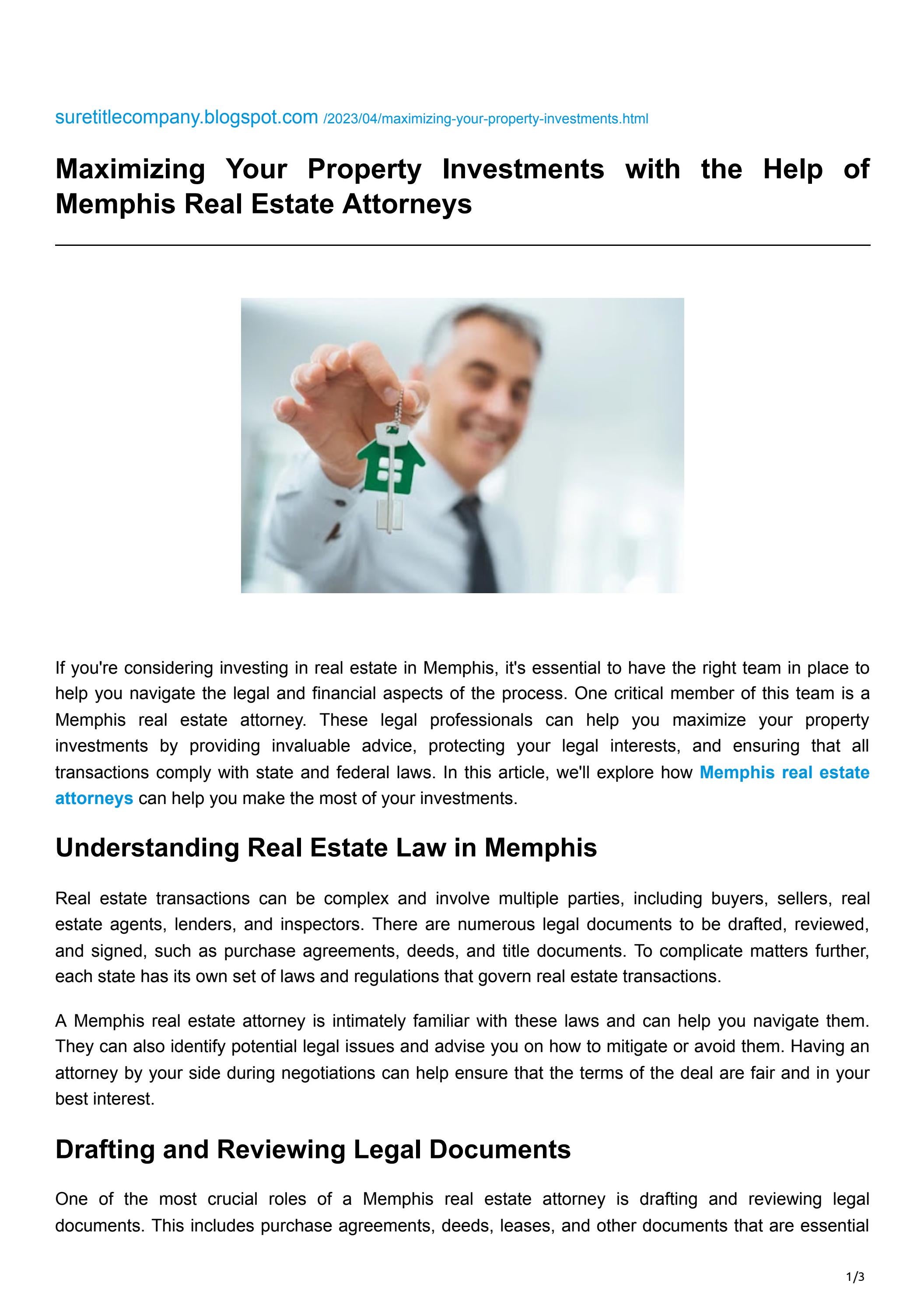 Maximizing Your Property Investments with the Help of Memphis Real