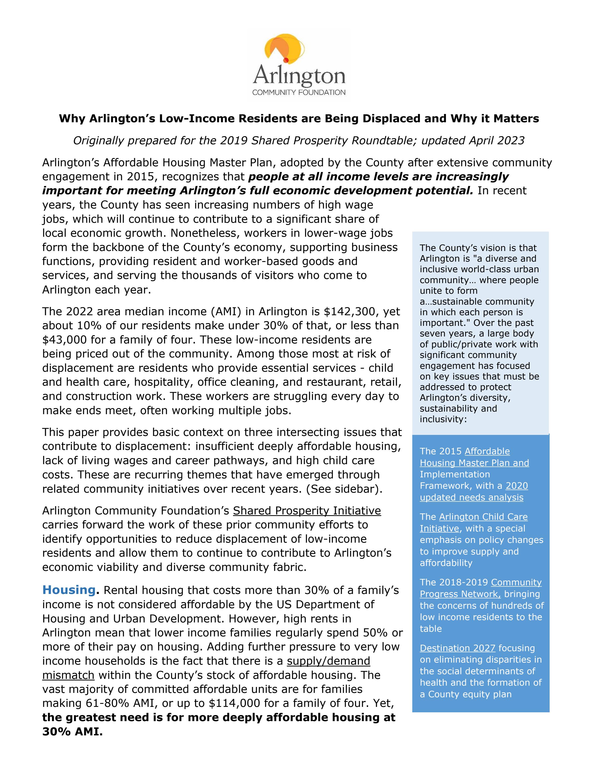 Why Arlington’s Residents are Being Displaced and Why it