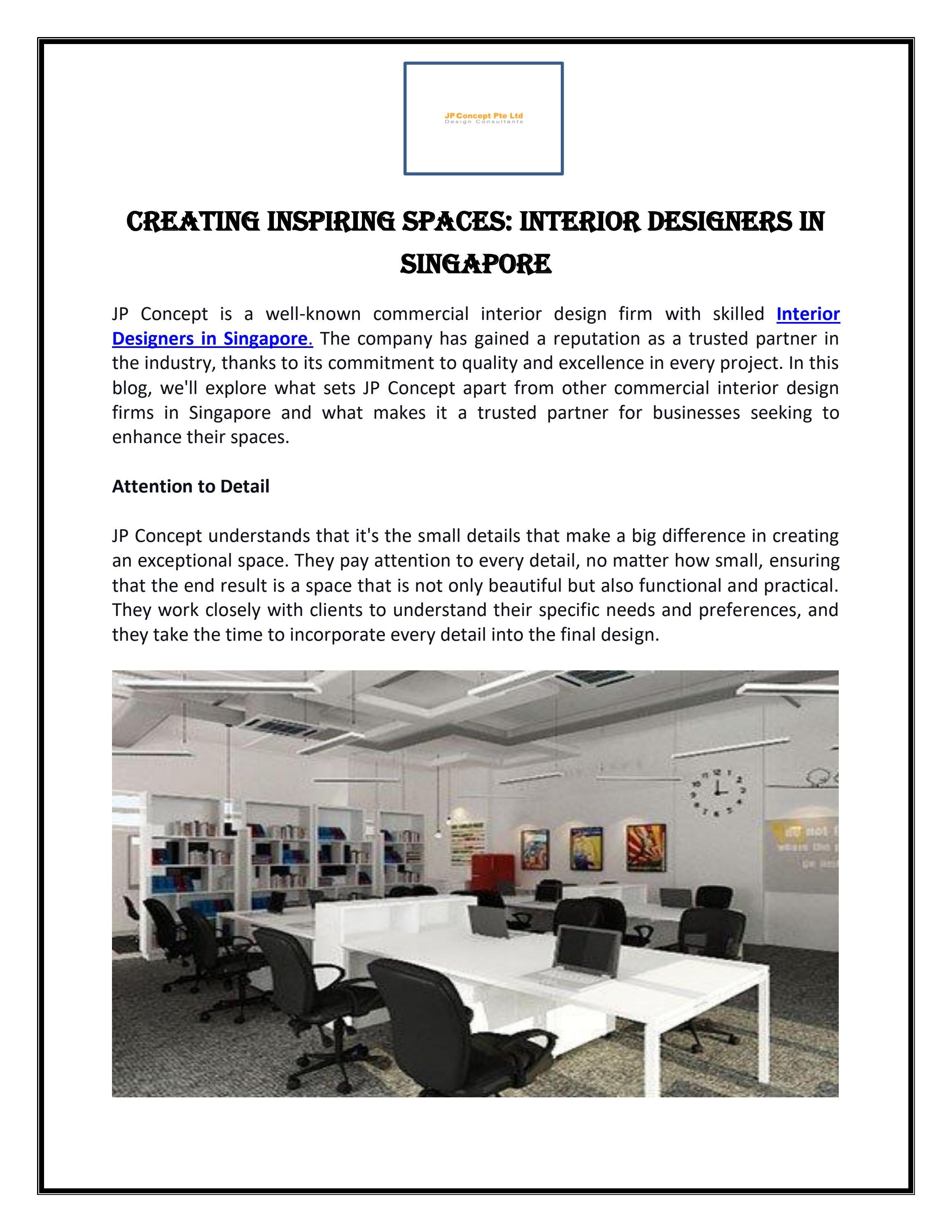 Creating Inspiring Spaces Interior Designers in Singapore by JP Concept ...