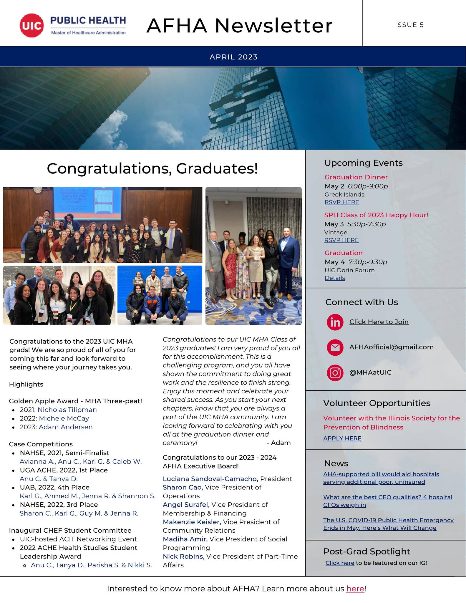 AFHA Newsletter - April 2023 by UIC Health Policy and Administration ...