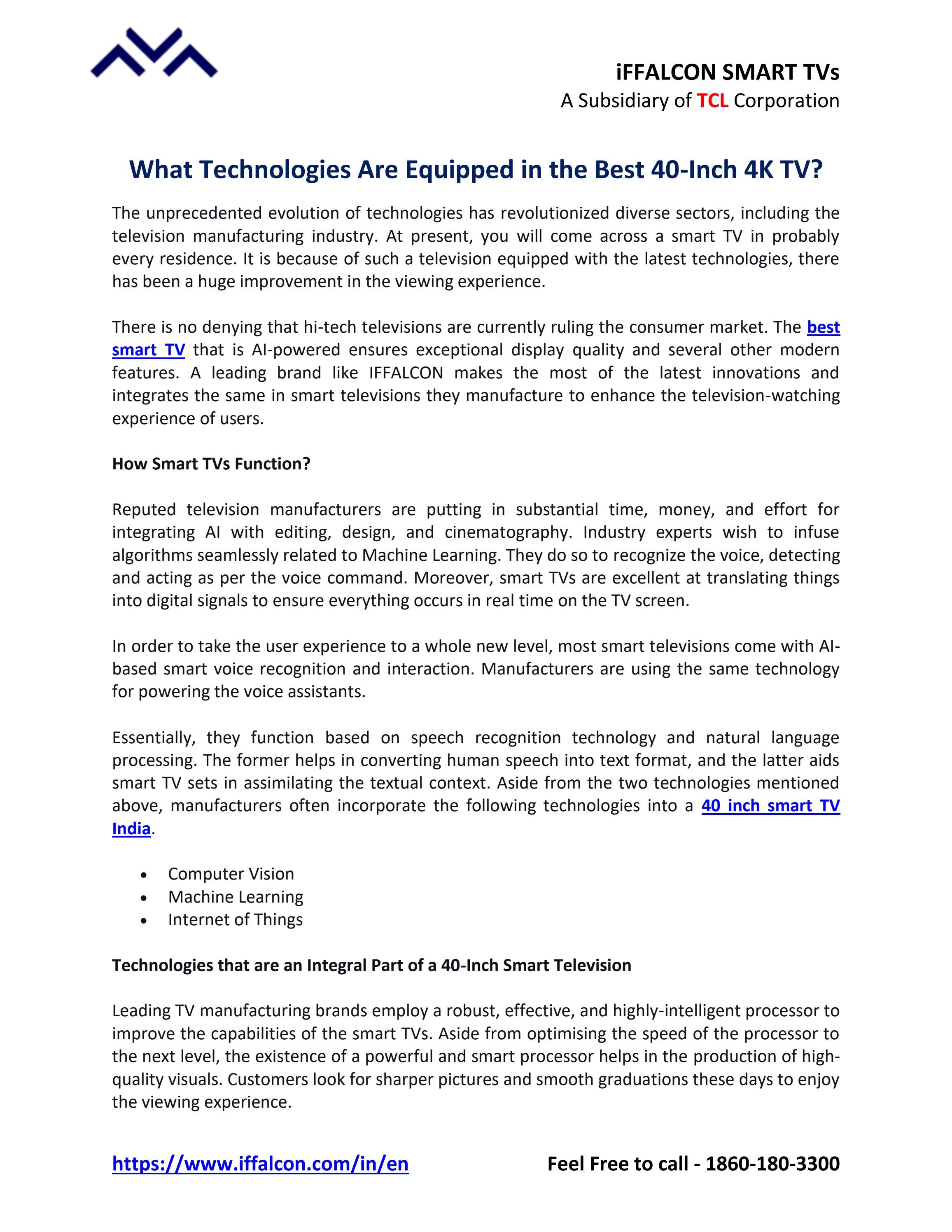 What Technologies Are Equipped In The Best 40Inch 4K TV? by Tanjni