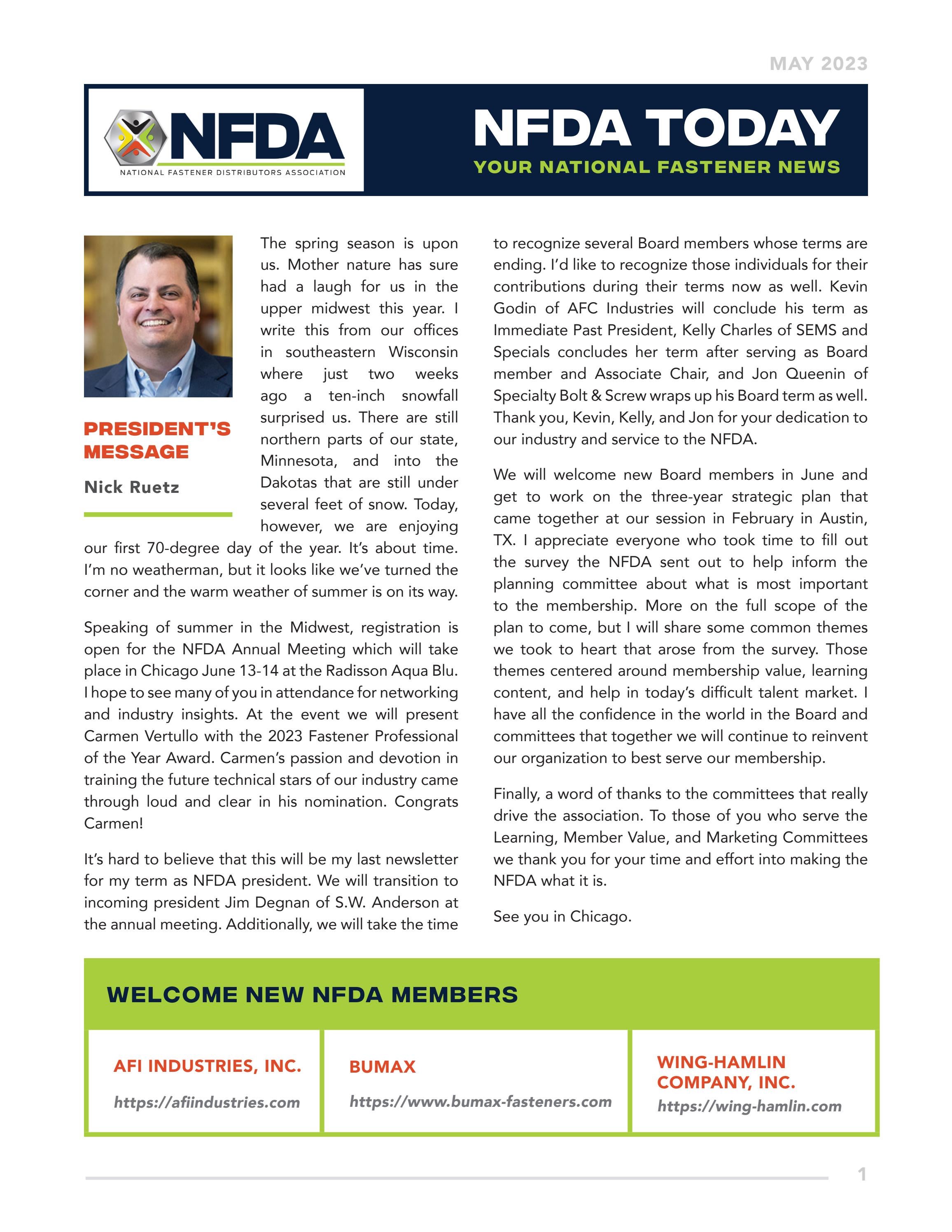 May 2023 NFDA Today by National Fastener Distributors Association Issuu