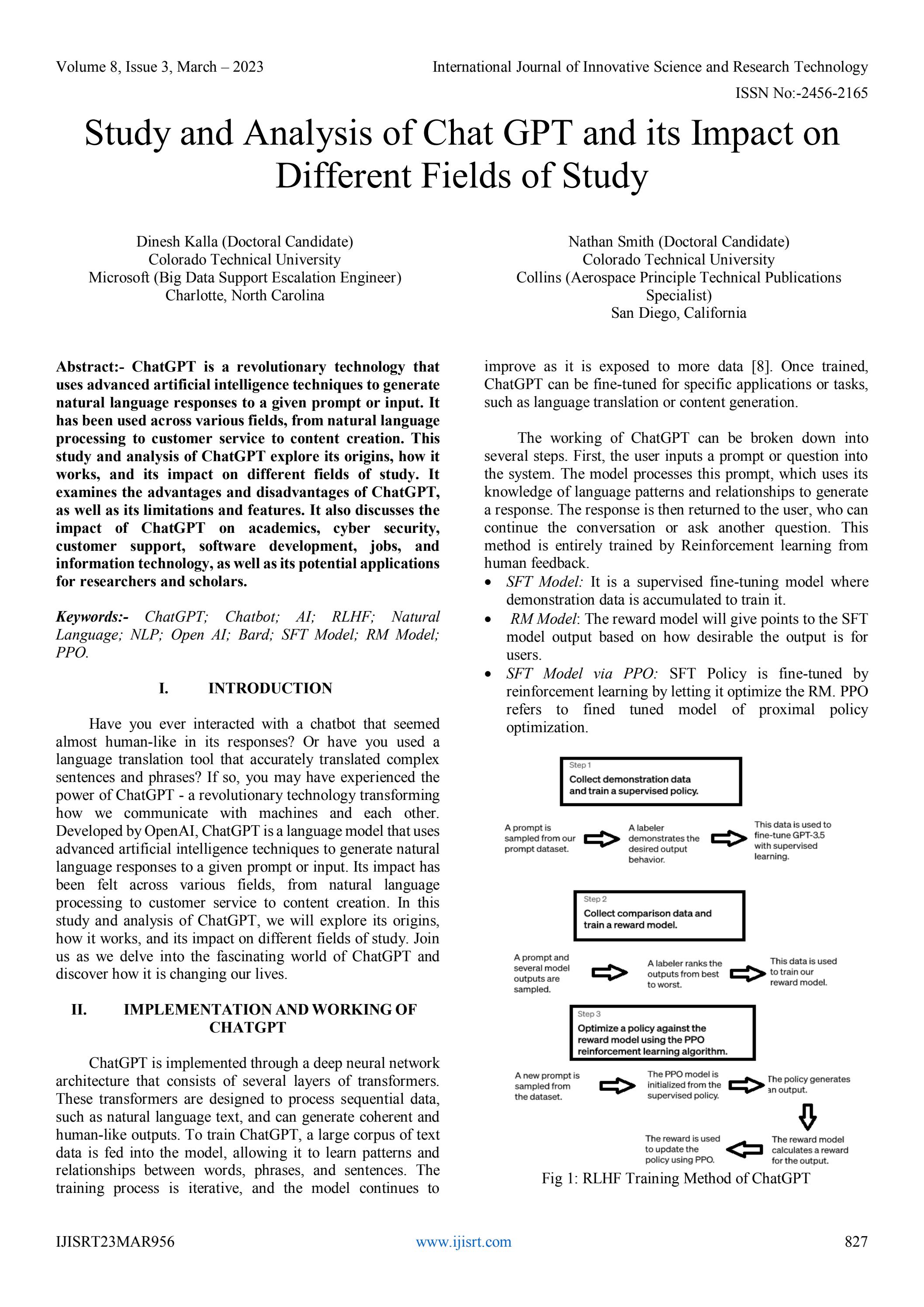 Study and Analysis of ChatGPT and its impact on Different Fields of ...