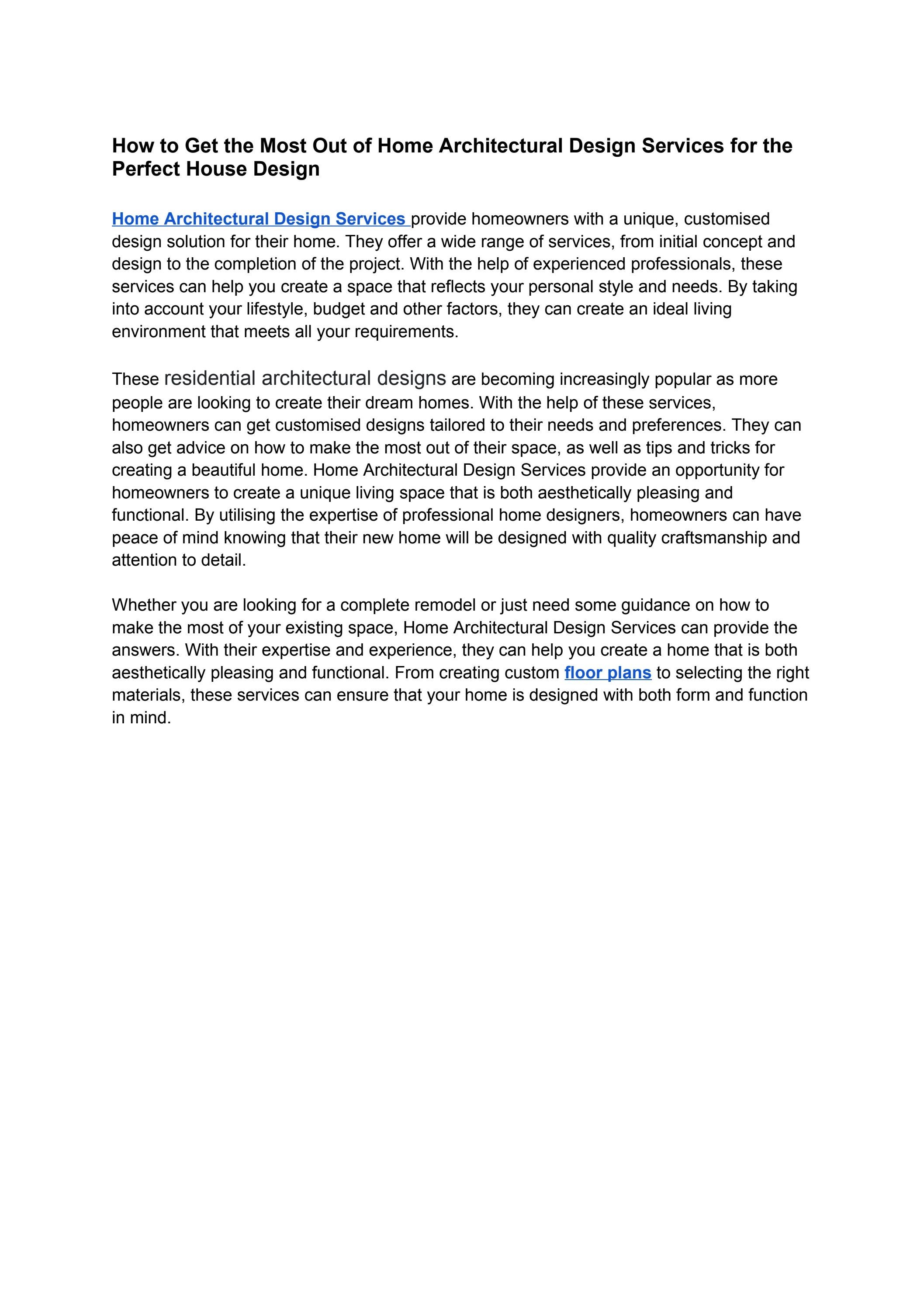 How to Get the Most Out of Home Architectural Design Services for the