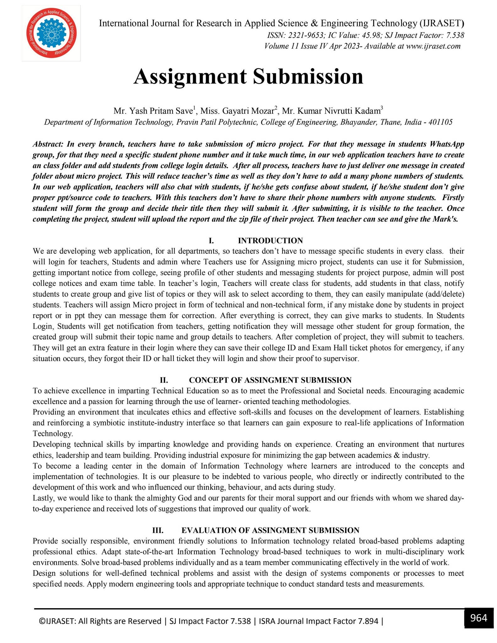 Assignment Submission by IJRASET - Issuu