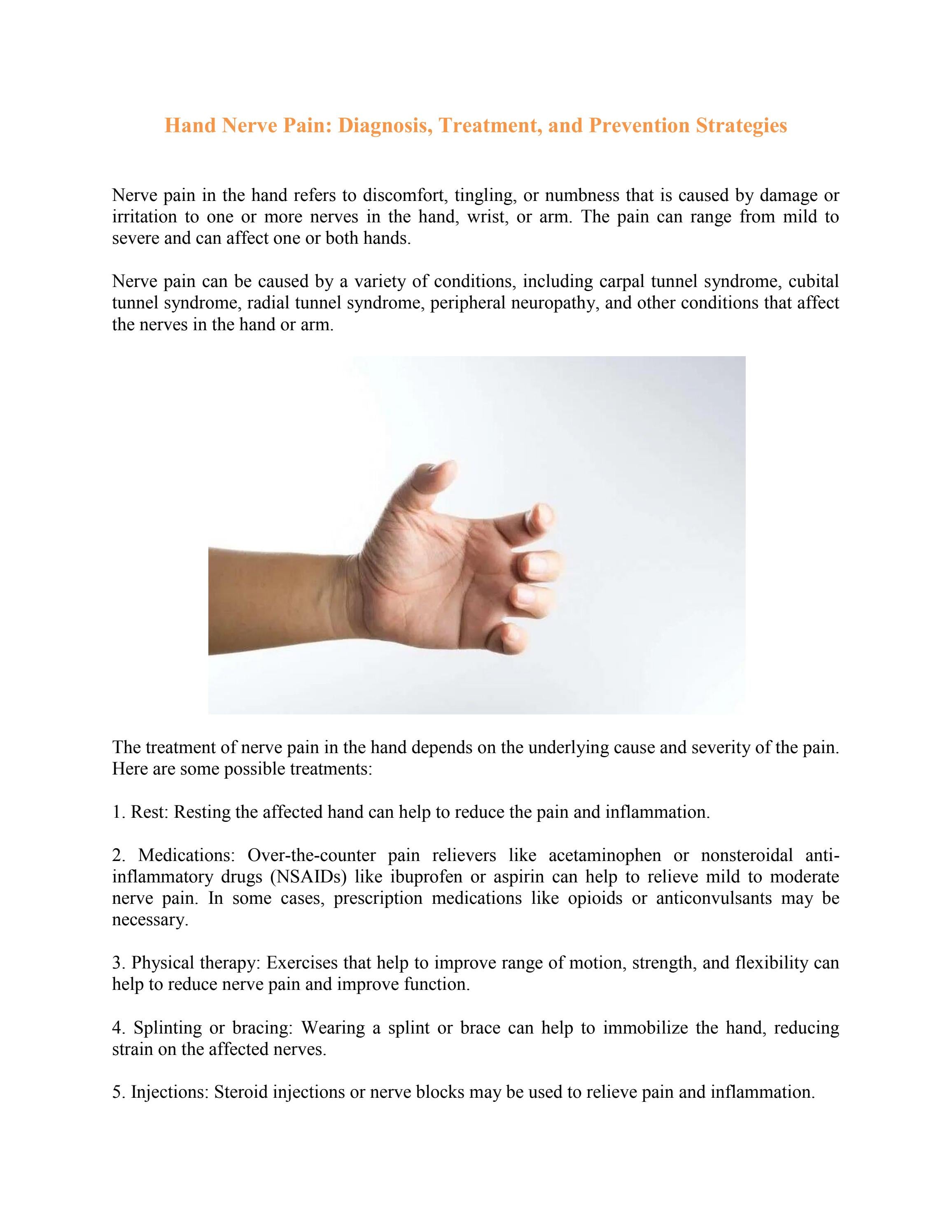 Hand Nerve Pain Diagnosis, Treatment, and Prevention Strategies by