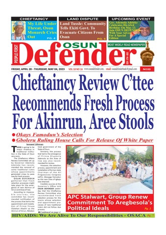 Cover of "Osun Defender Online Version of April 28, 2023"