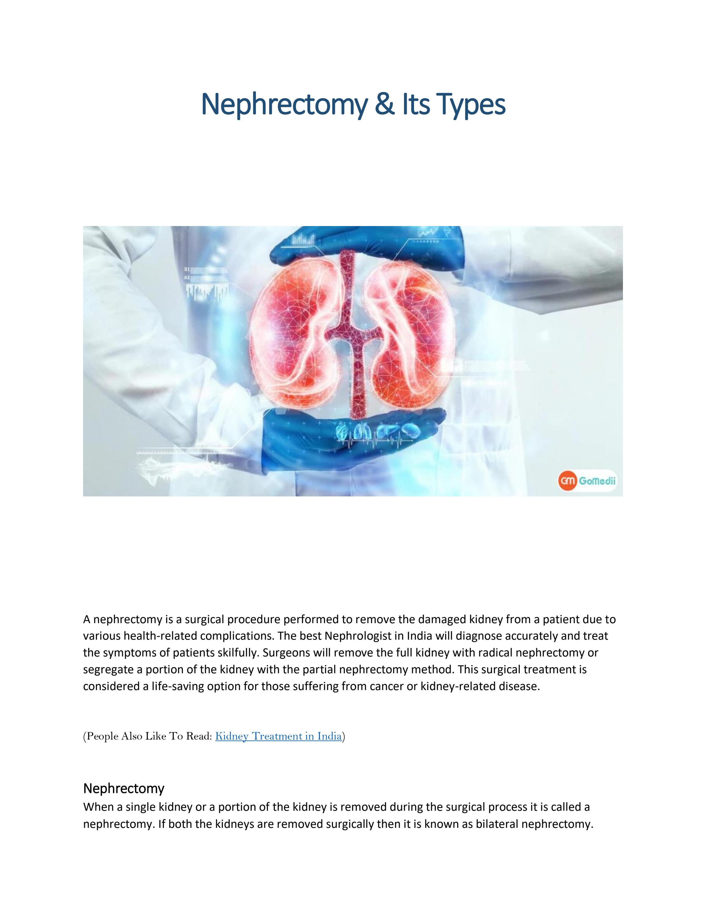 Nephrectomy & Its Types by CABG Treatment In india Issuu