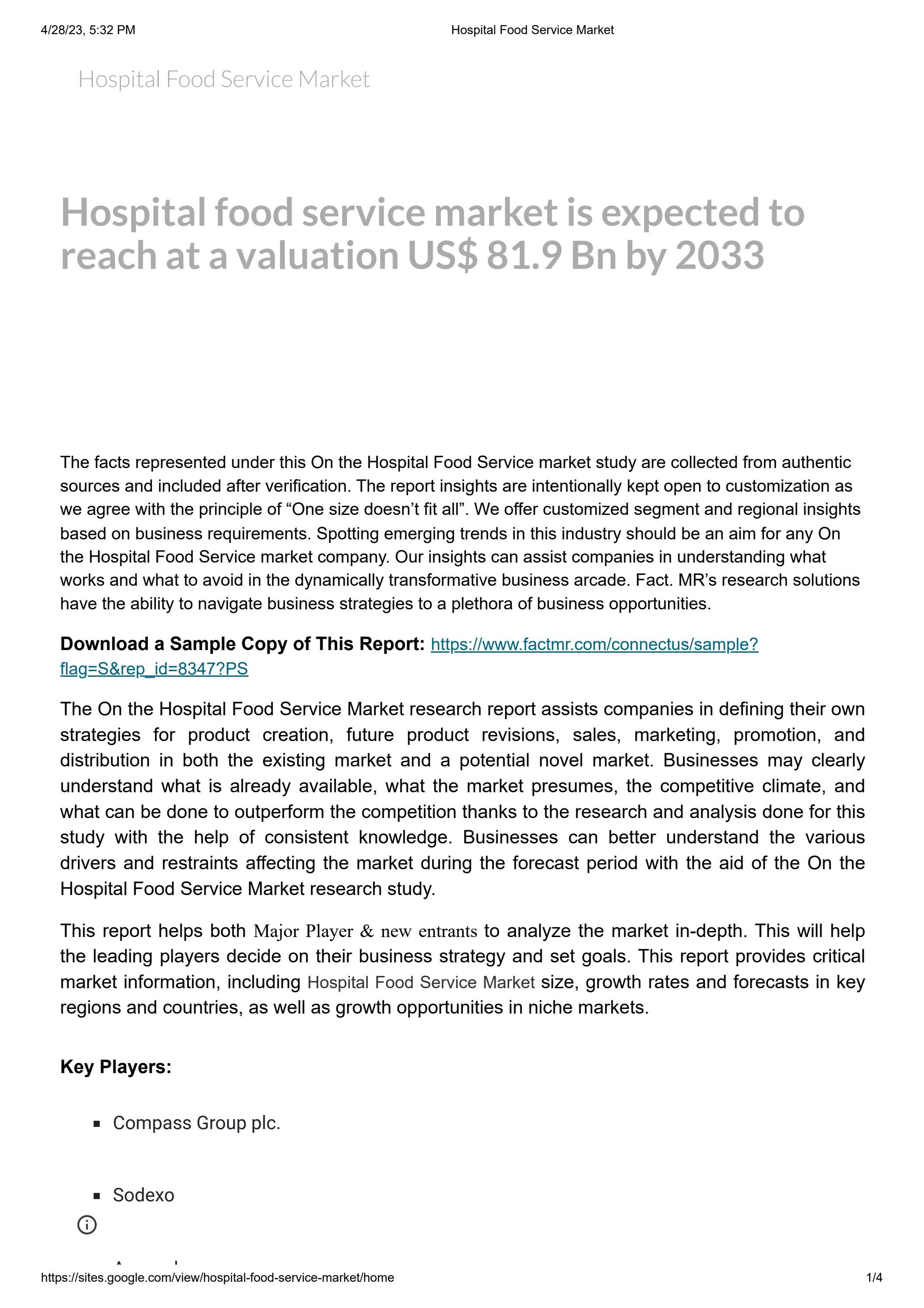 Hospital Food Service Market by Akshay Satwaskar Issuu