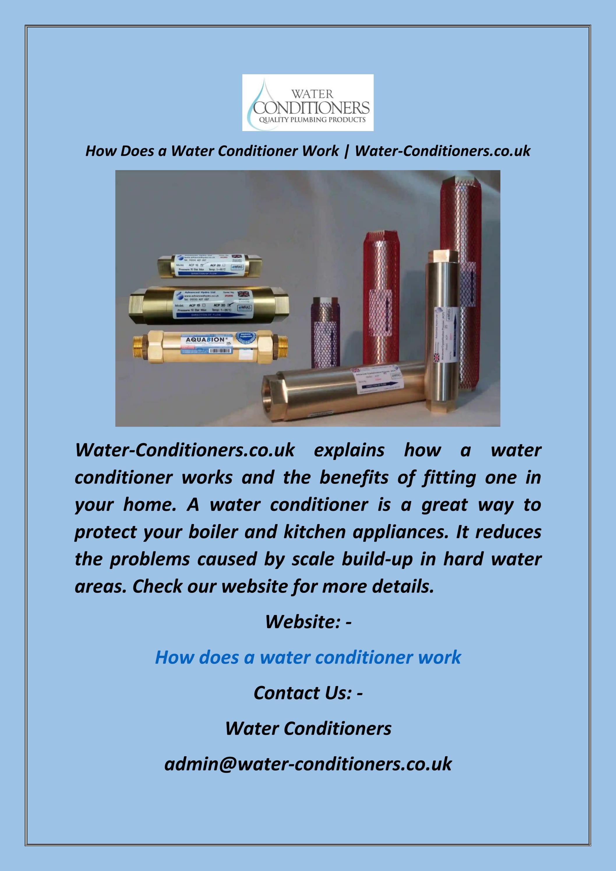How Does a Water Conditioner Work WaterConditioners.co.uk by Water