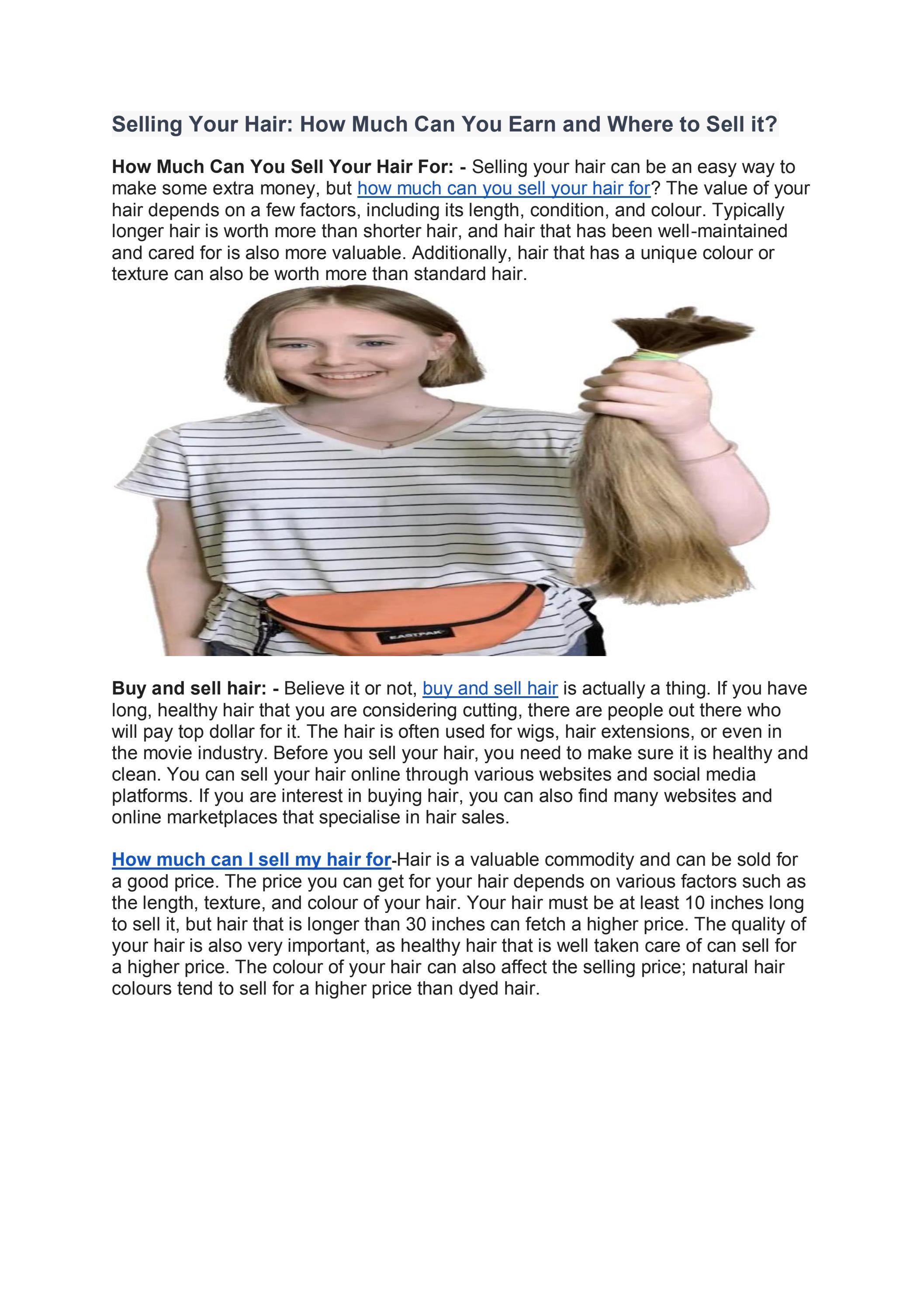 Selling Your Hair How Much Can You Earn and Where to Sell it? by sellmy hairs Issuu