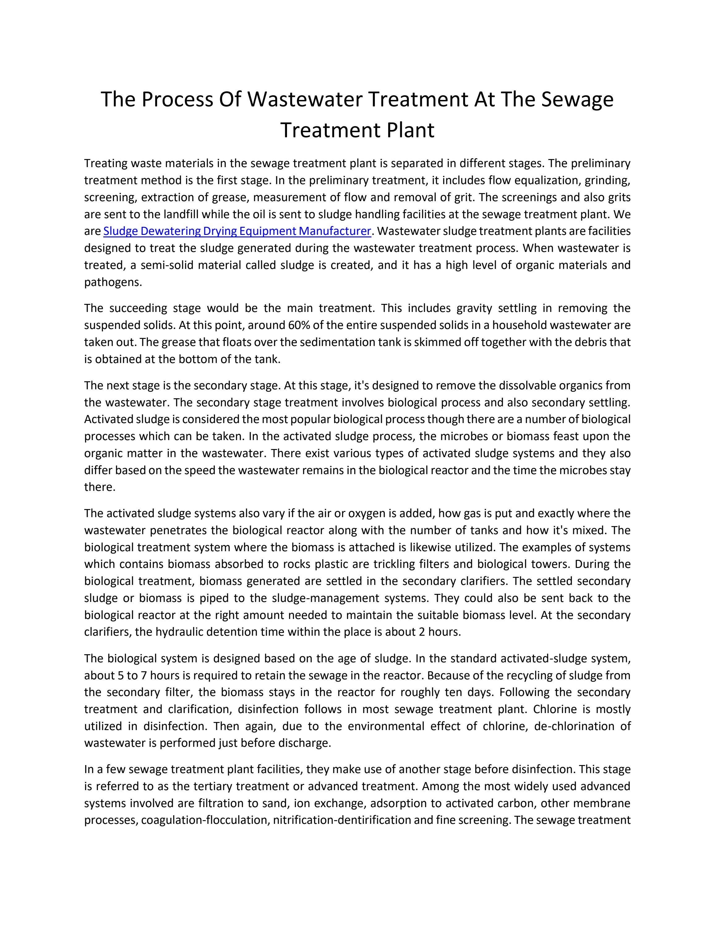 The Process Of Wastewater Treatment At The Sewage Treatment Plant by