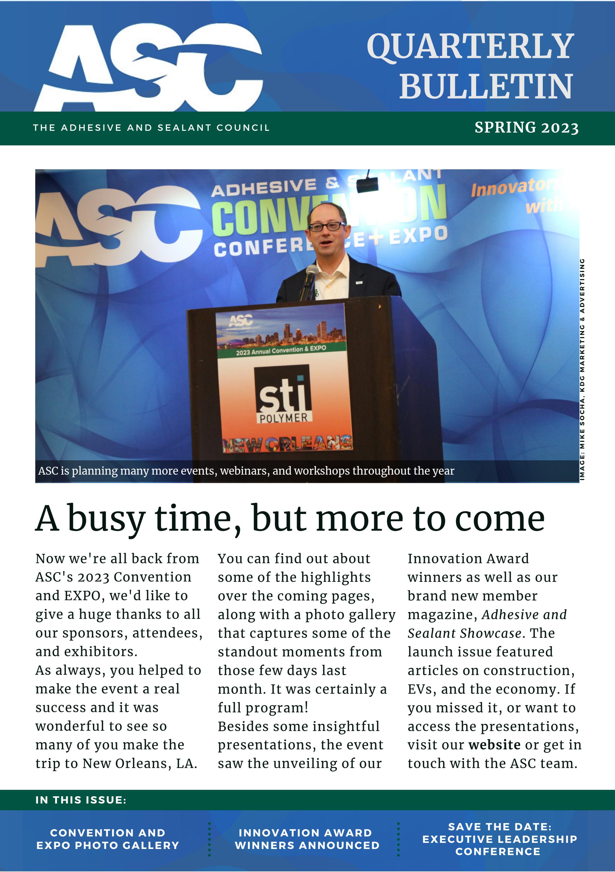 ASC Quarterly Bulletin ¦ Spring 2023 by The Adhesive & Sealant Council Issuu
