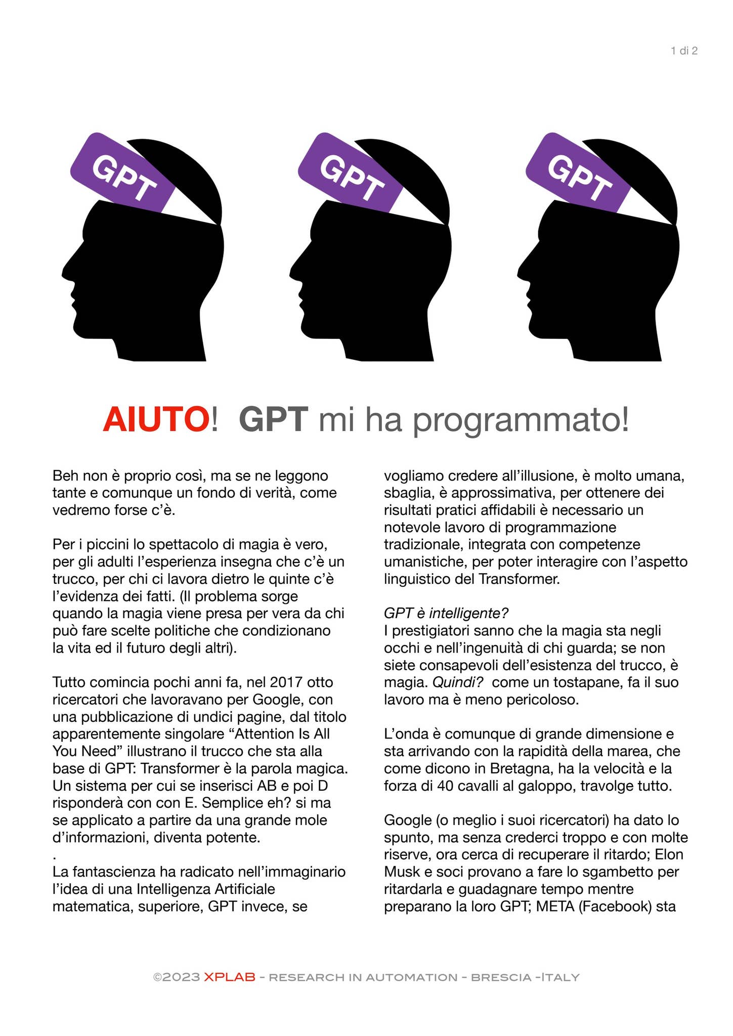 Xp Lab AIUTO! GPT mi ha programmato! by XPLAB s.a.s. - Issuu