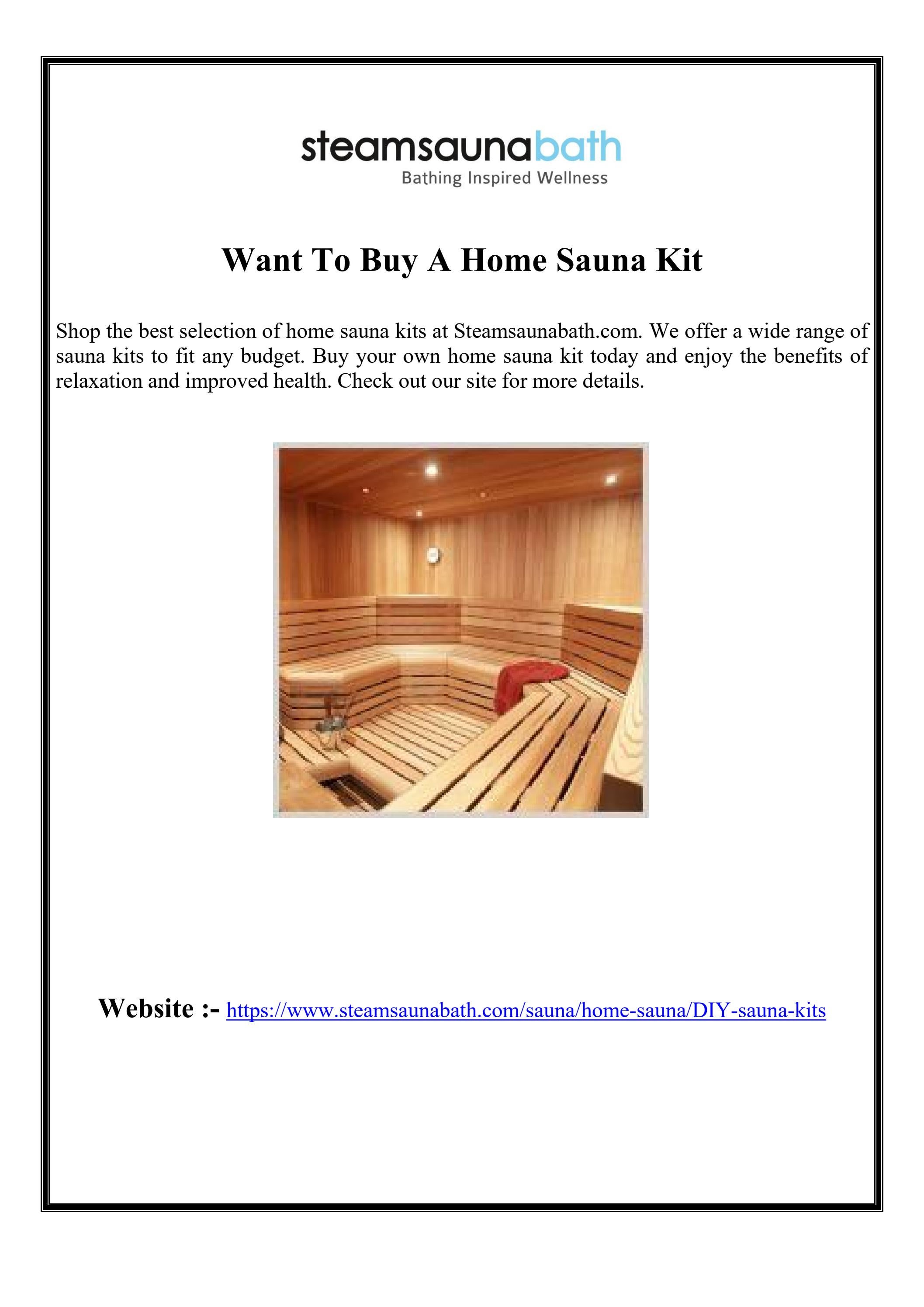 Want To Buy A Home Sauna Kit by Sam Asghari Issuu