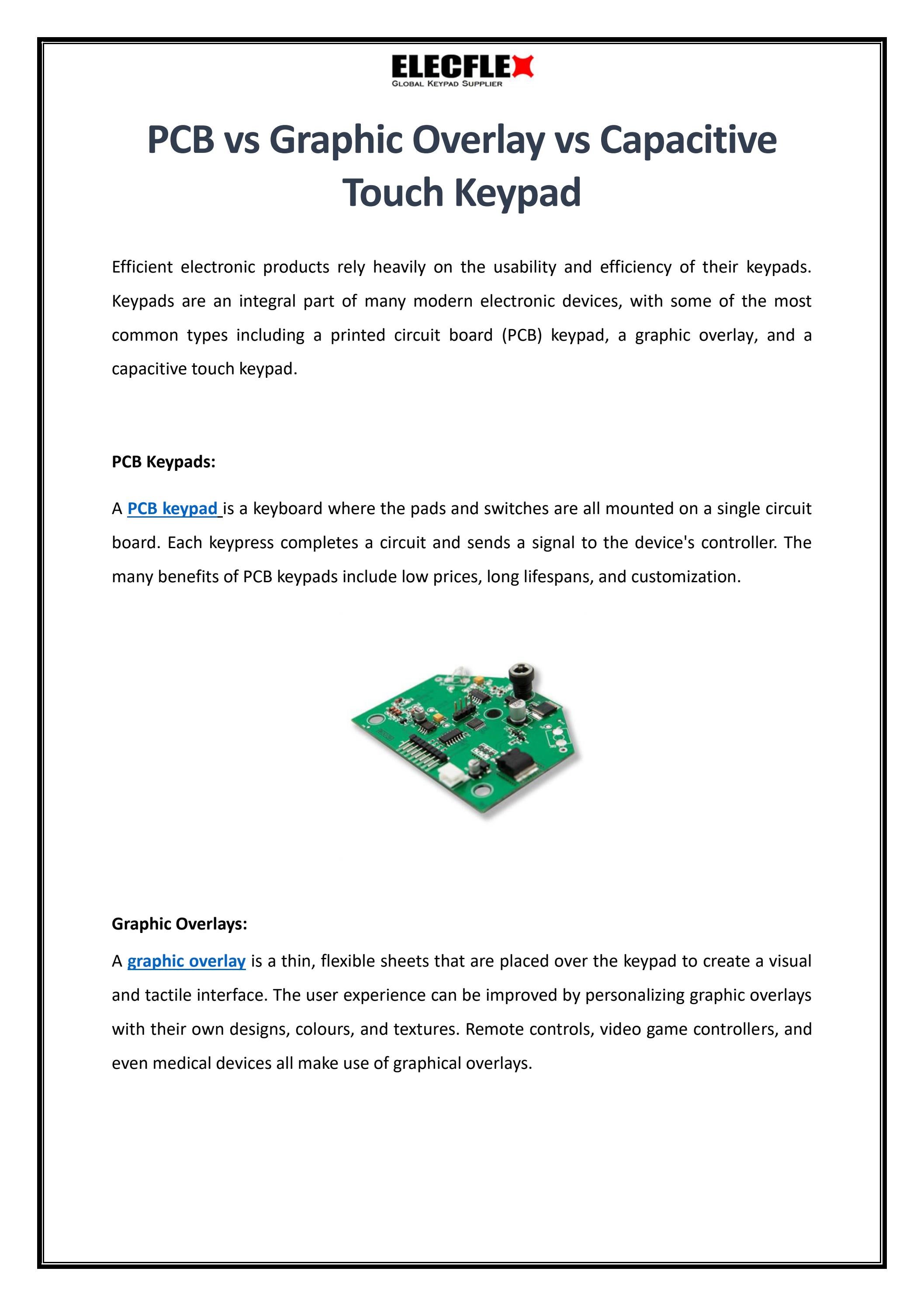PCB vs Graphic Overlay vs Capacitive Touch Keypad by ElecFlex