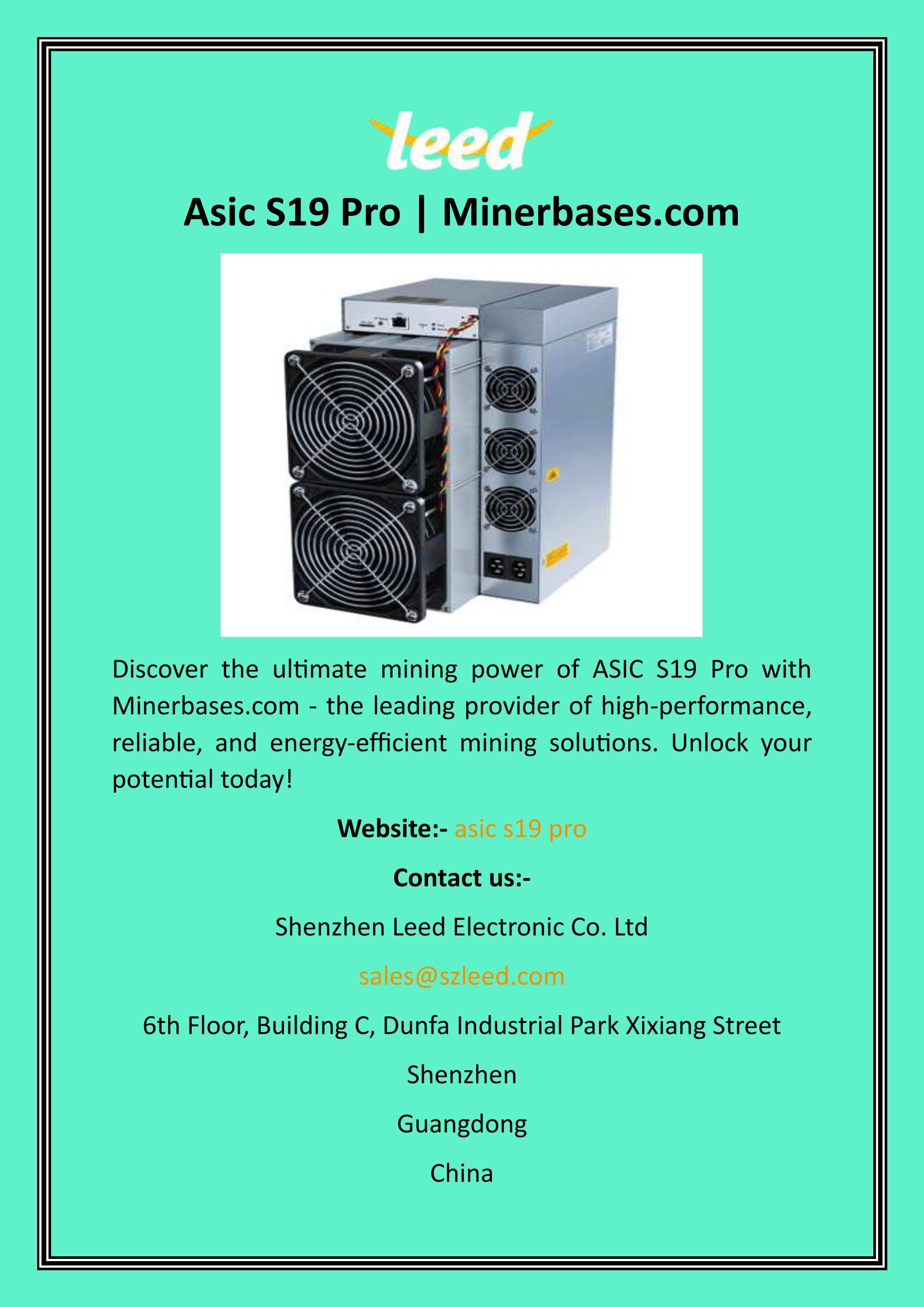Asic S19 Pro | Minerbases.com by Shenzhen Leed Electronic Co. Ltd - Issuu