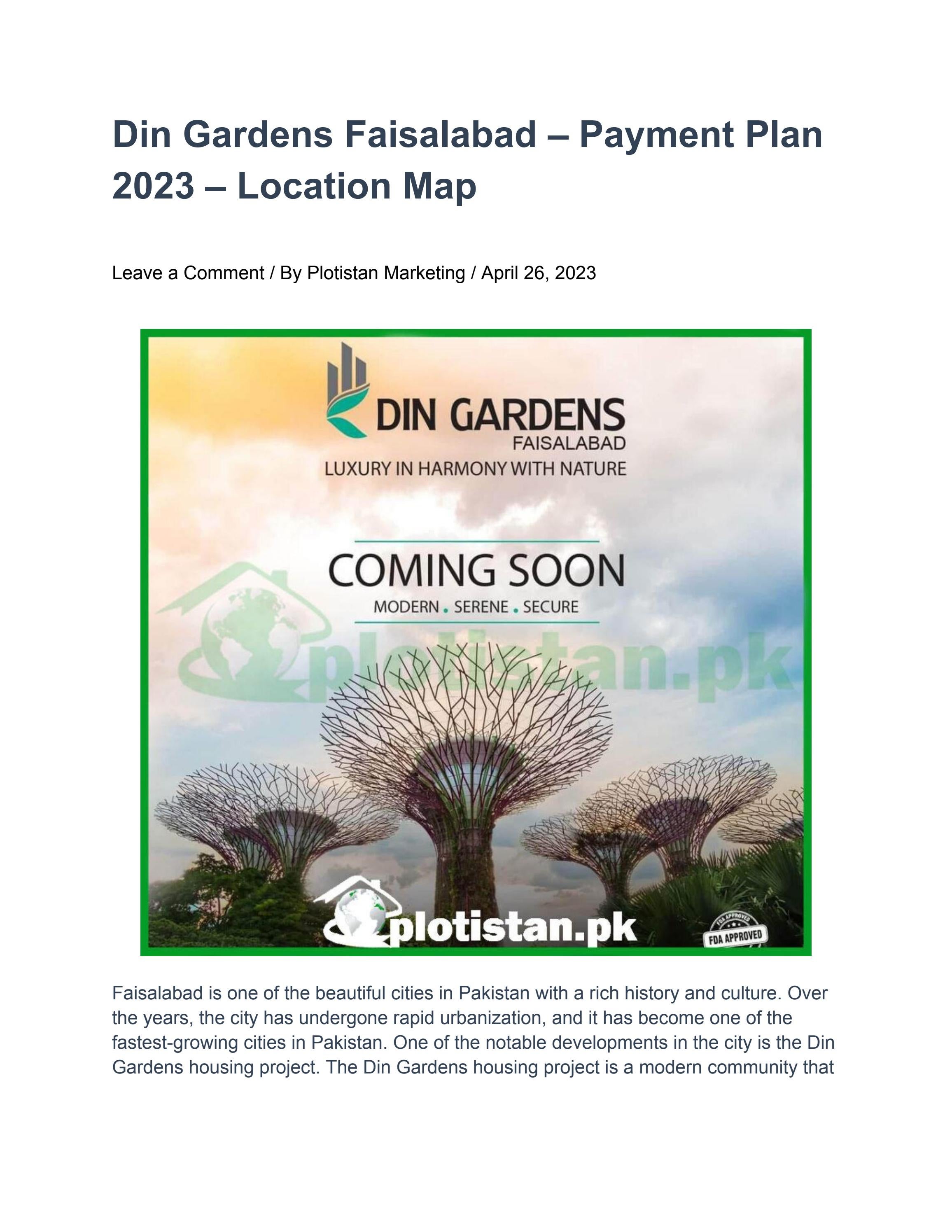 Din Gardens Faisalabad by plotistan.pk Issuu