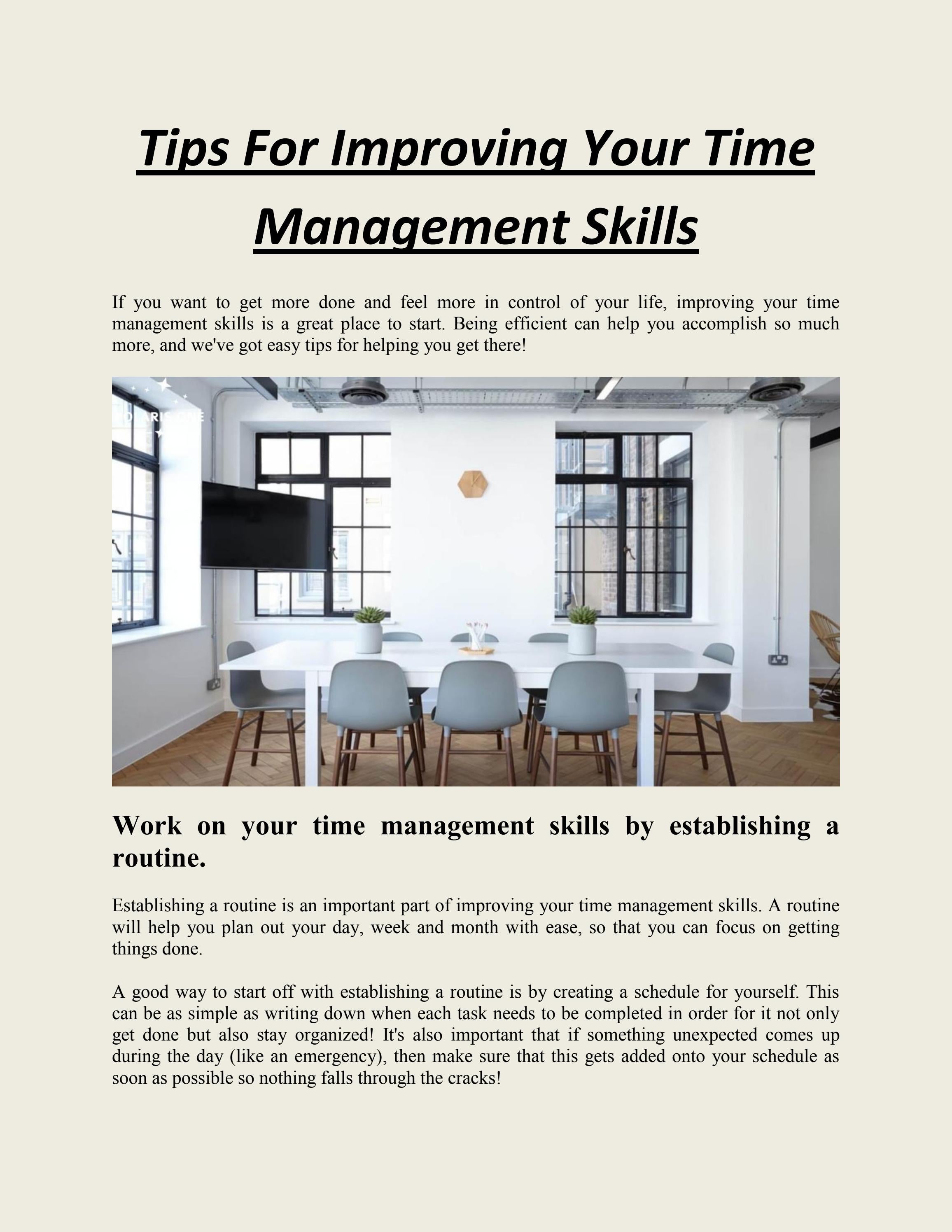 Tips For Improving Your Time Management Skills By Polaris One Issuu