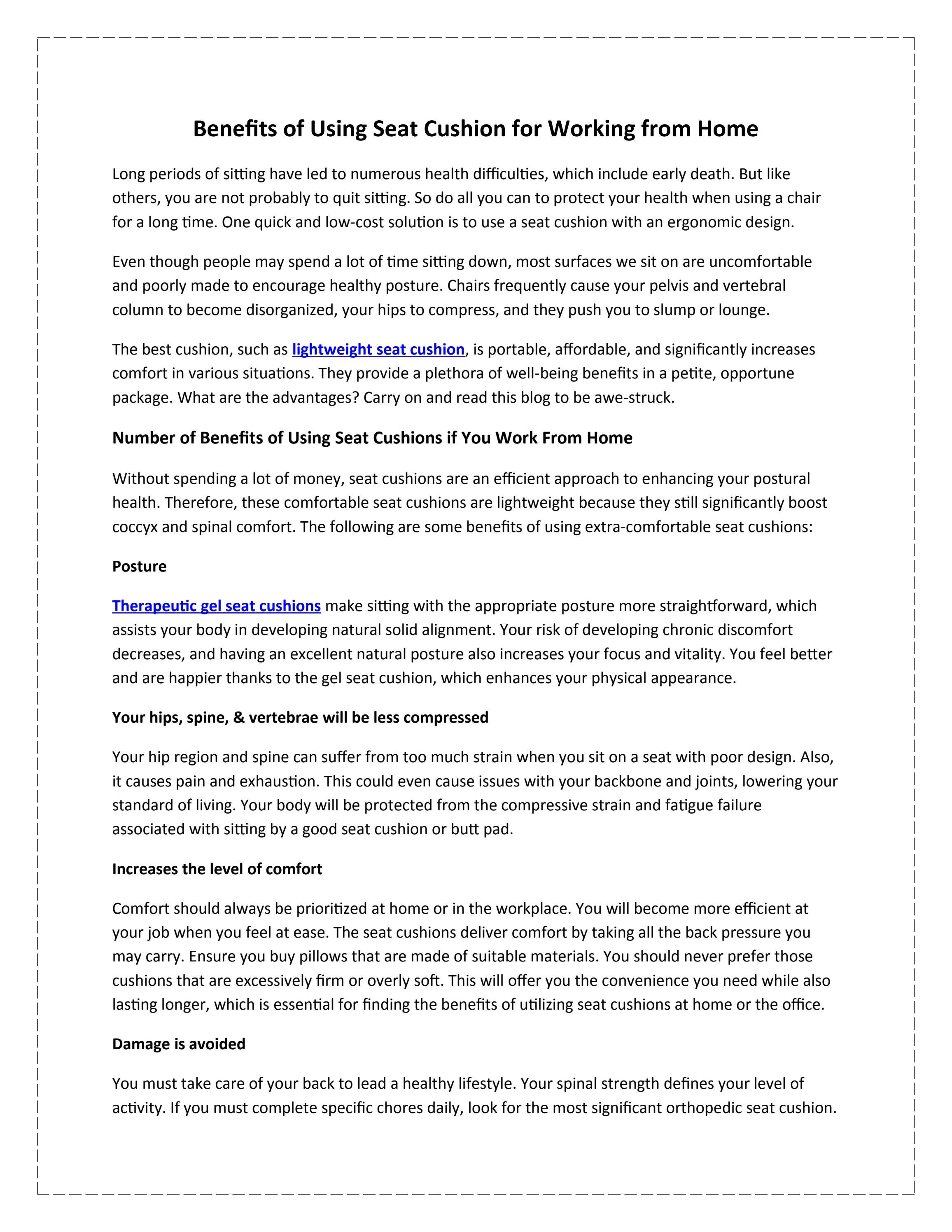 Benefits of Using Seat Cushion for Working from Home by The Chill