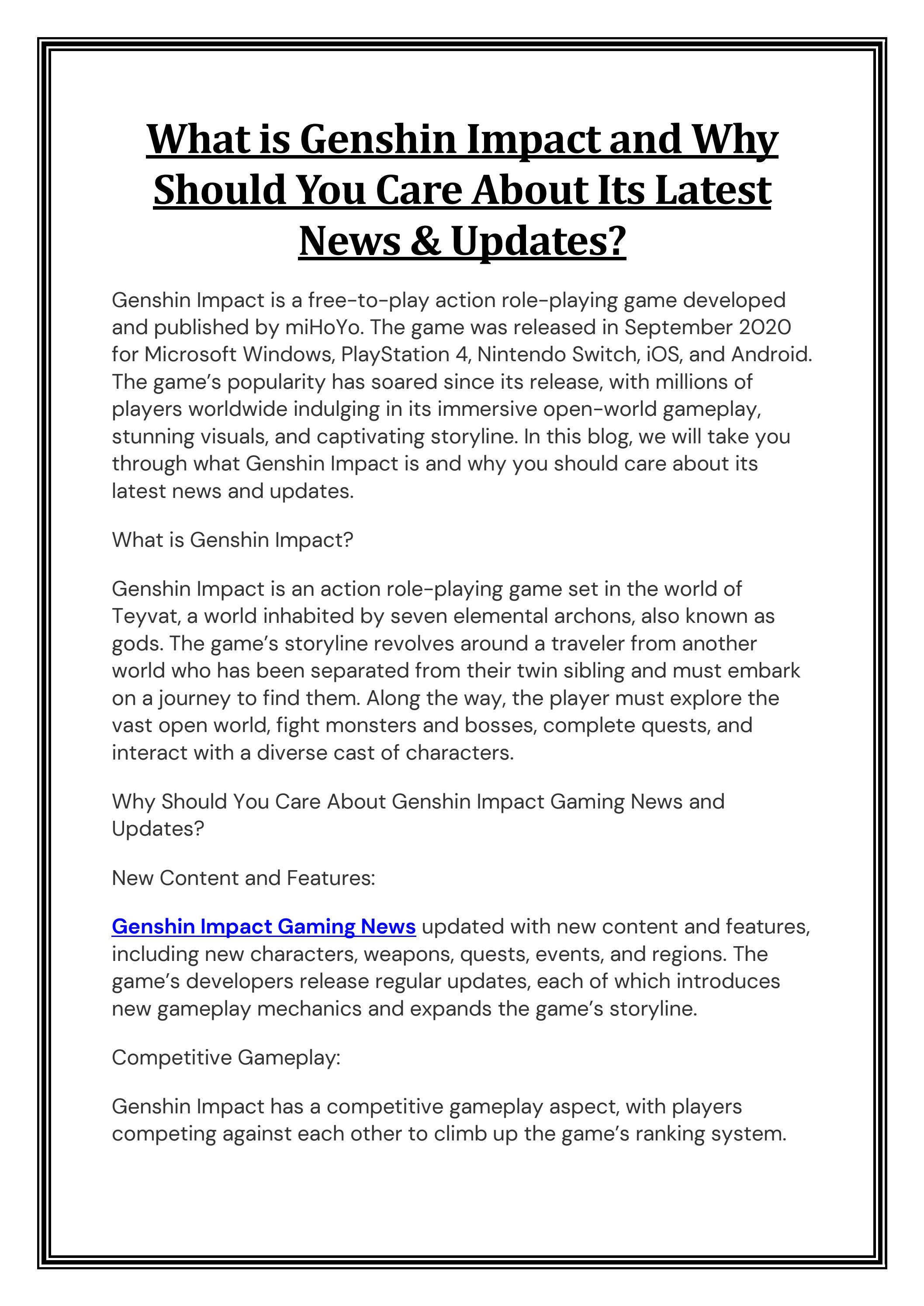 What Is Genshin Impact And Why Should You Care About Its Latest News
