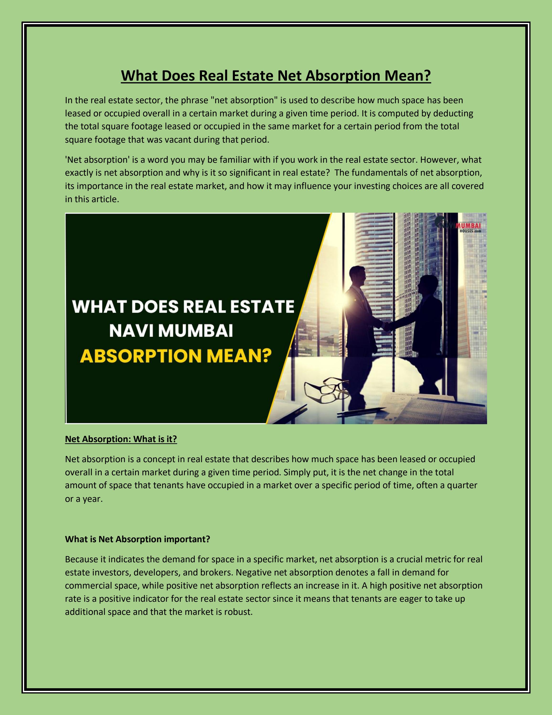 What Does Real Estate Net Absorption Mean? by NHMhouses Issuu