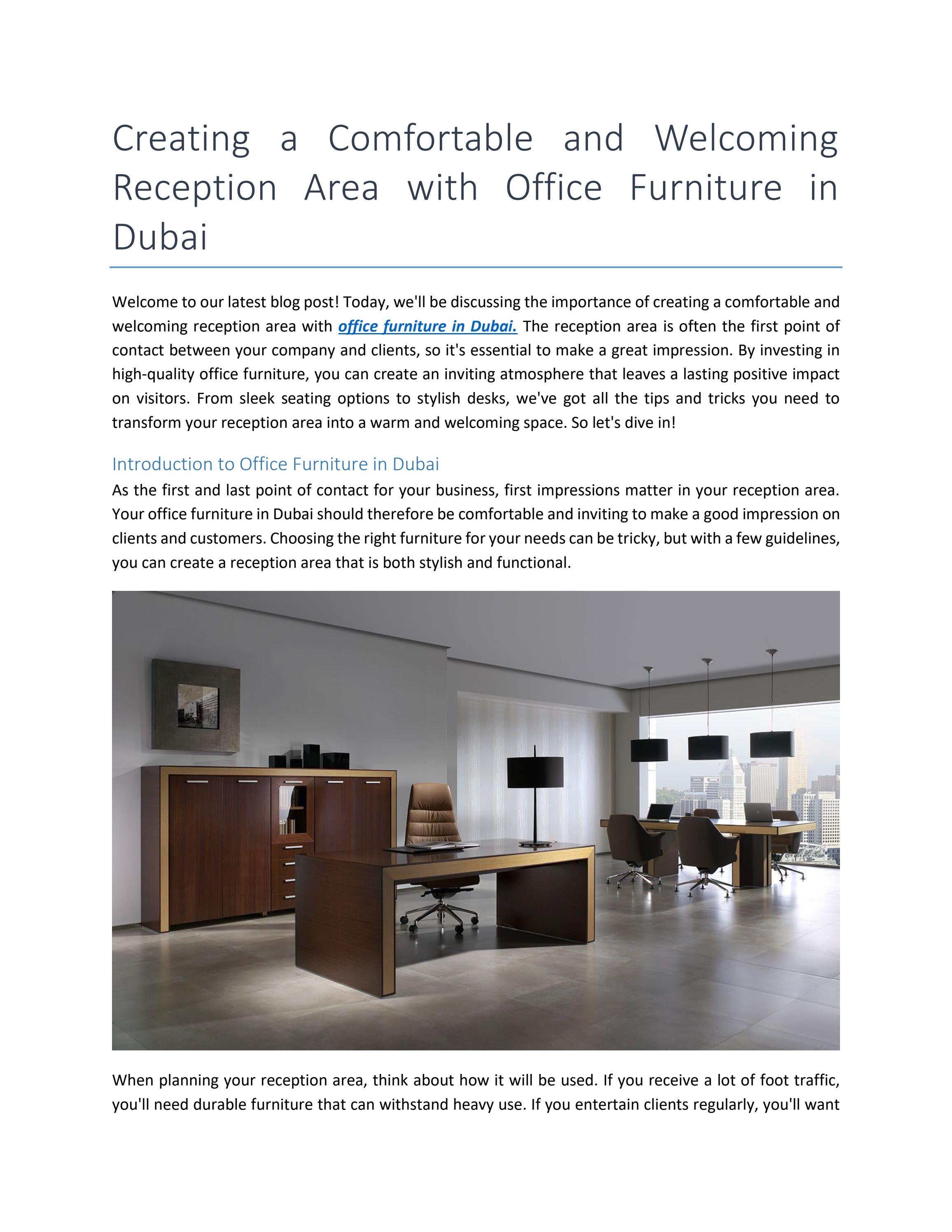 Creating a Comfortable and Reception Area with Office