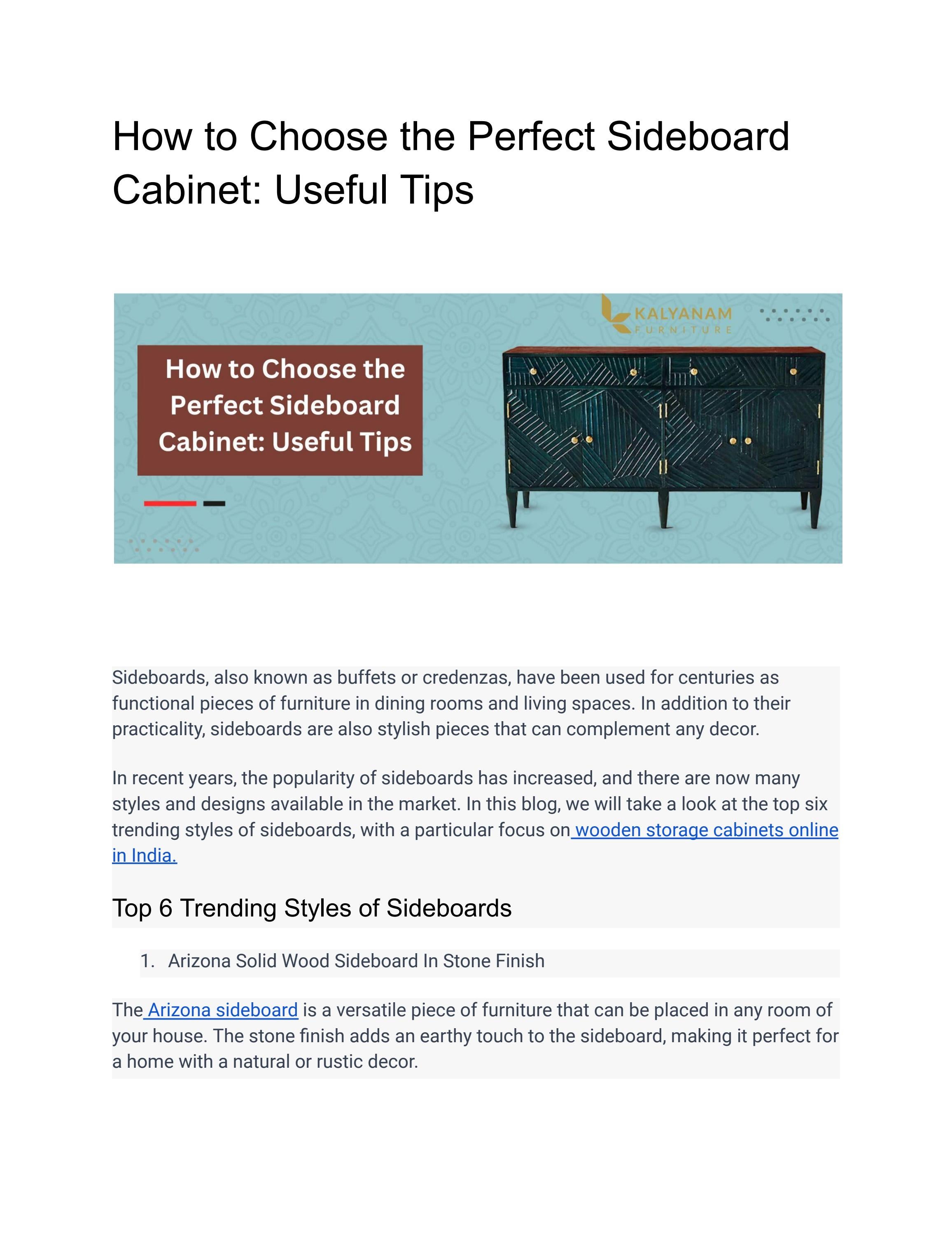 How to Choose the Perfect Sideboard Useful Tips by Kalyanam Furniture Issuu