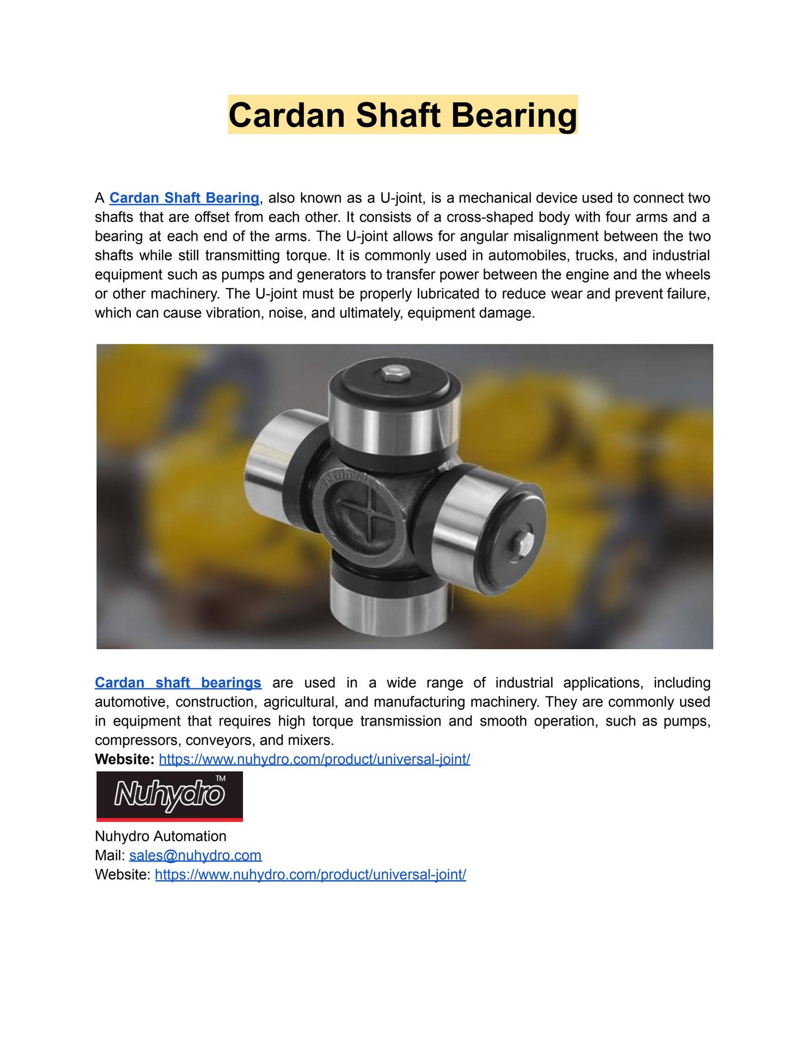 Cardan Shaft Bearing by Cardan Shafts - Issuu