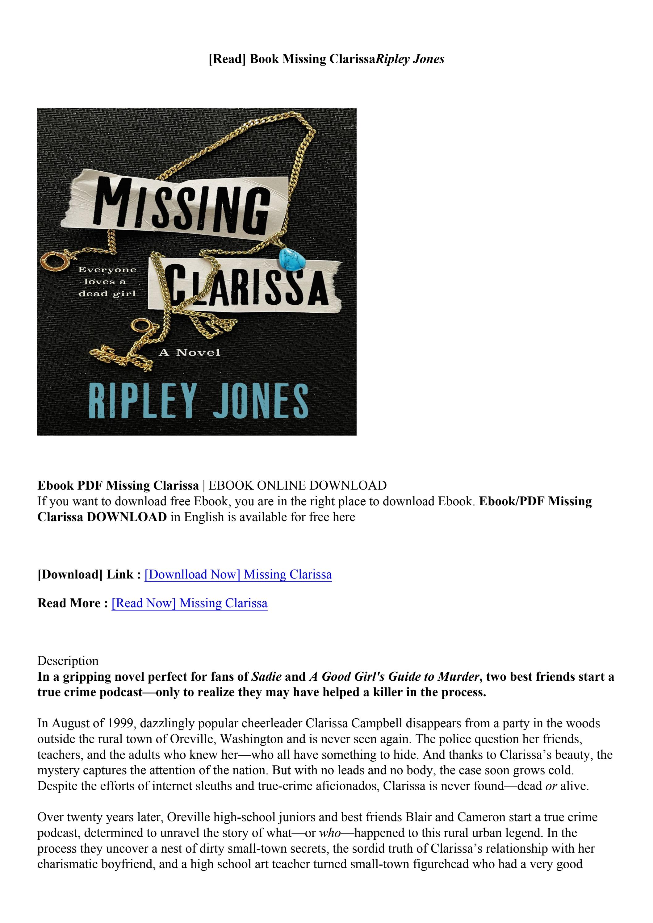 [Download PDF/Epub] Missing Clarissa Ripley Jones by bernardbeer Issuu