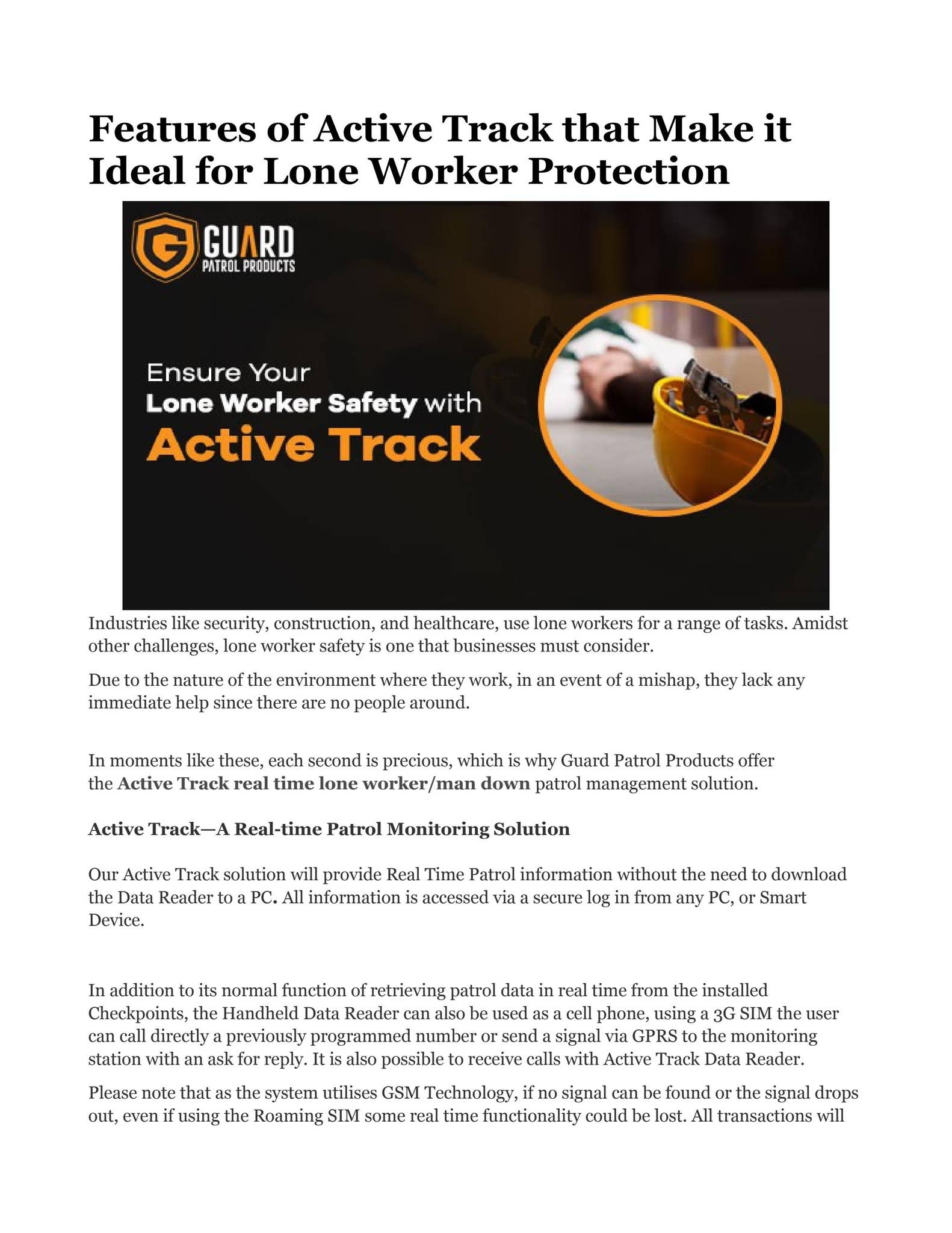 Features of Active Track that Make it Ideal for Lone Worker Protection ...