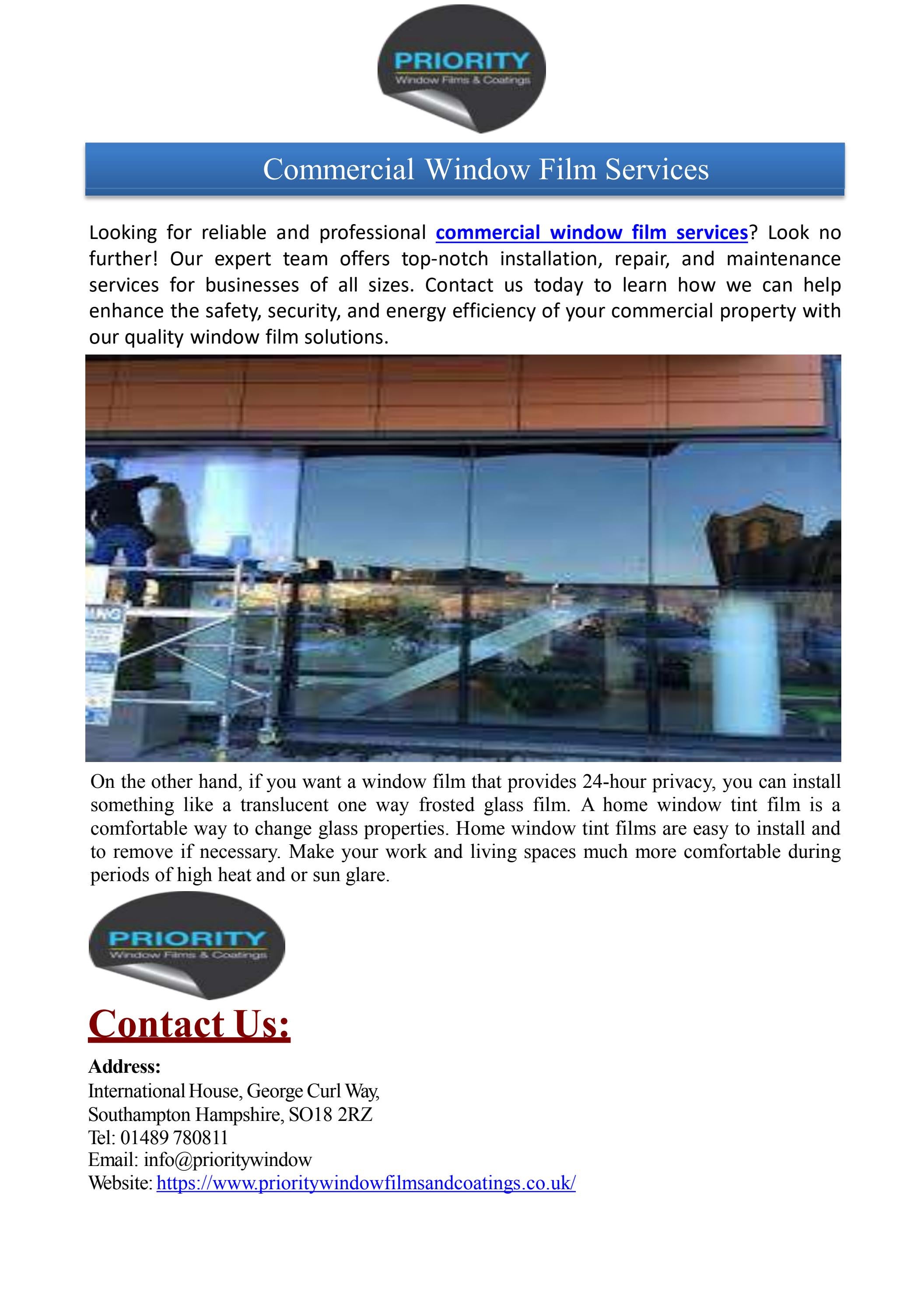 Commercial Window Film Services by Priority Window Films & Coatings Ltd Issuu