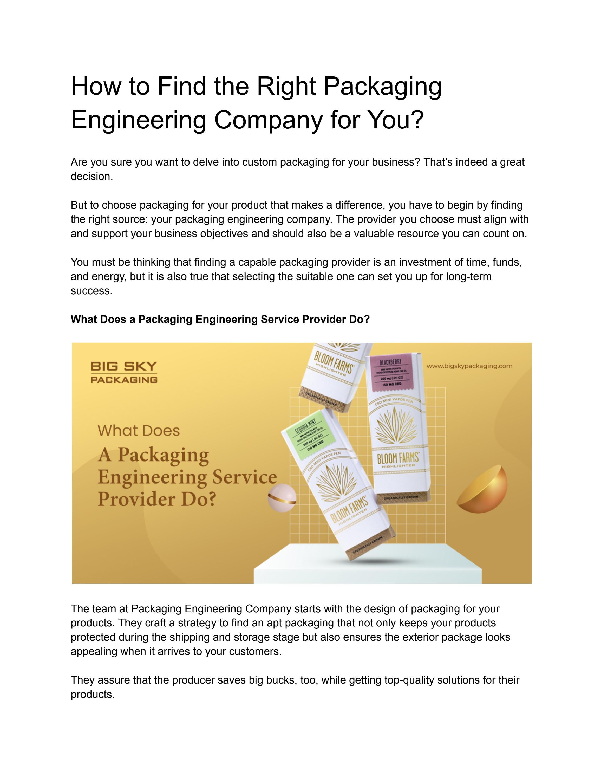How to Find the Right Packaging Engineering Company for You? by Erin