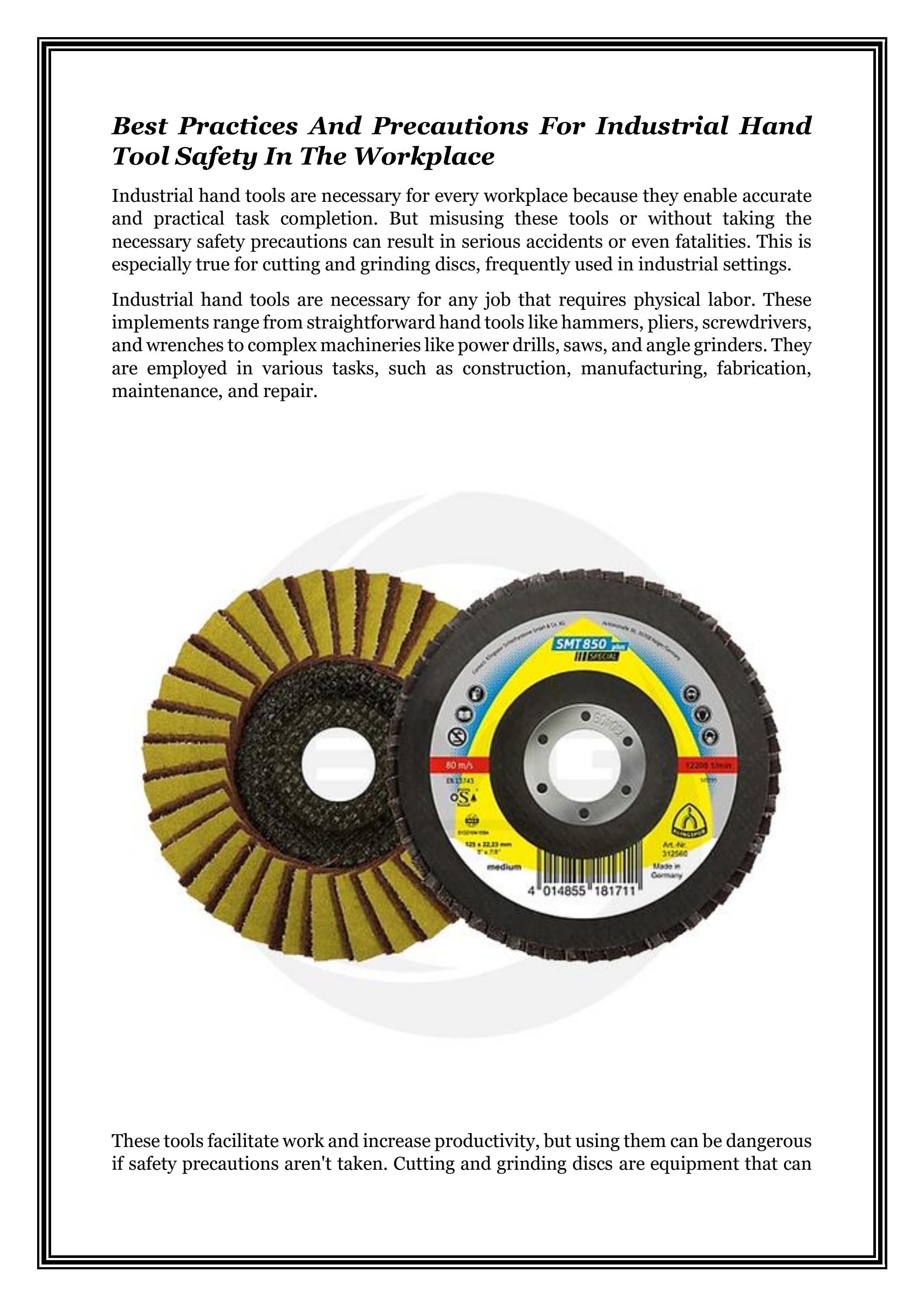 Best Practices And Precautions For Industrial Hand Tool Safety In The