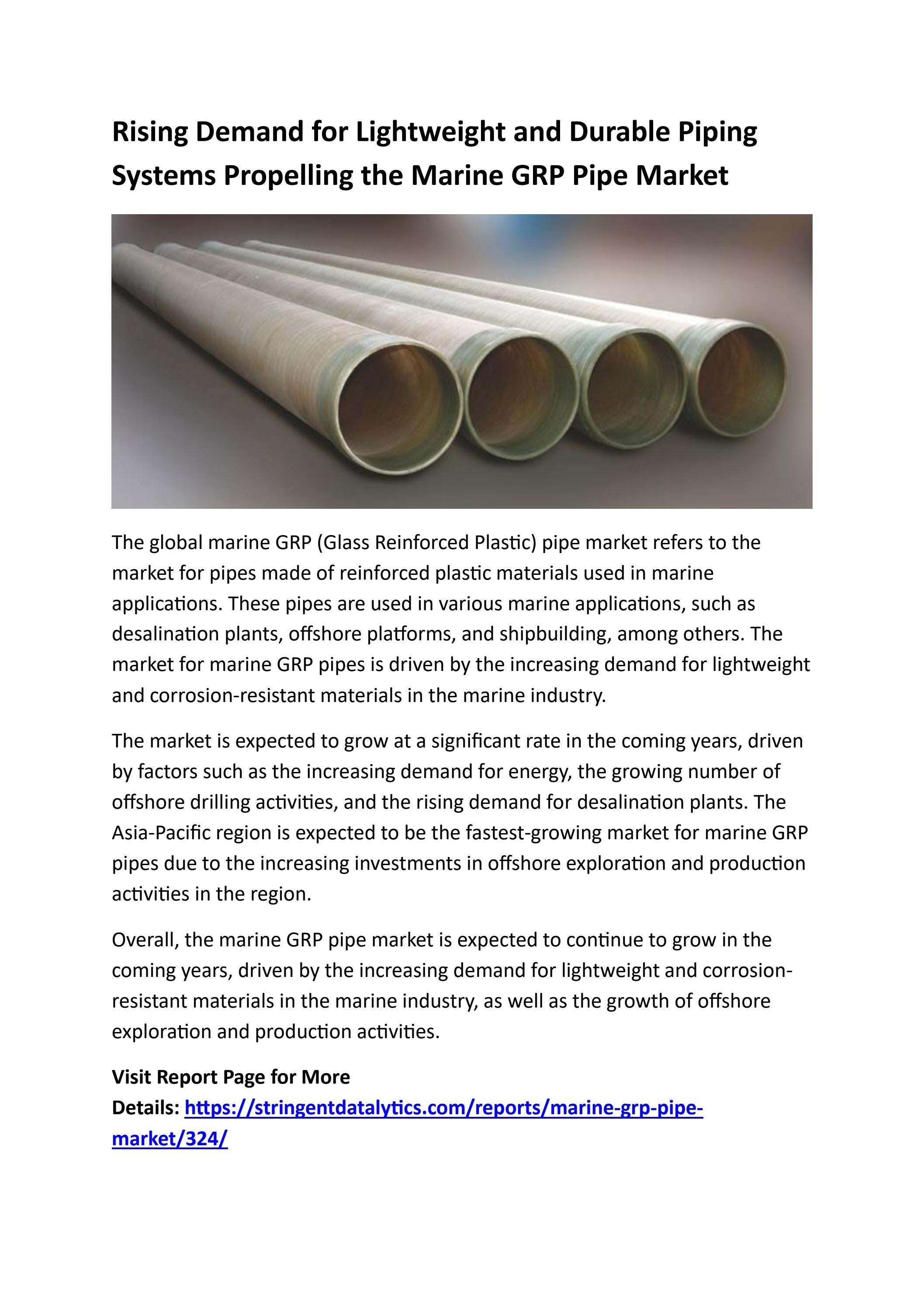 Global Marine GRP Pipe Market by SDatalytics Issuu