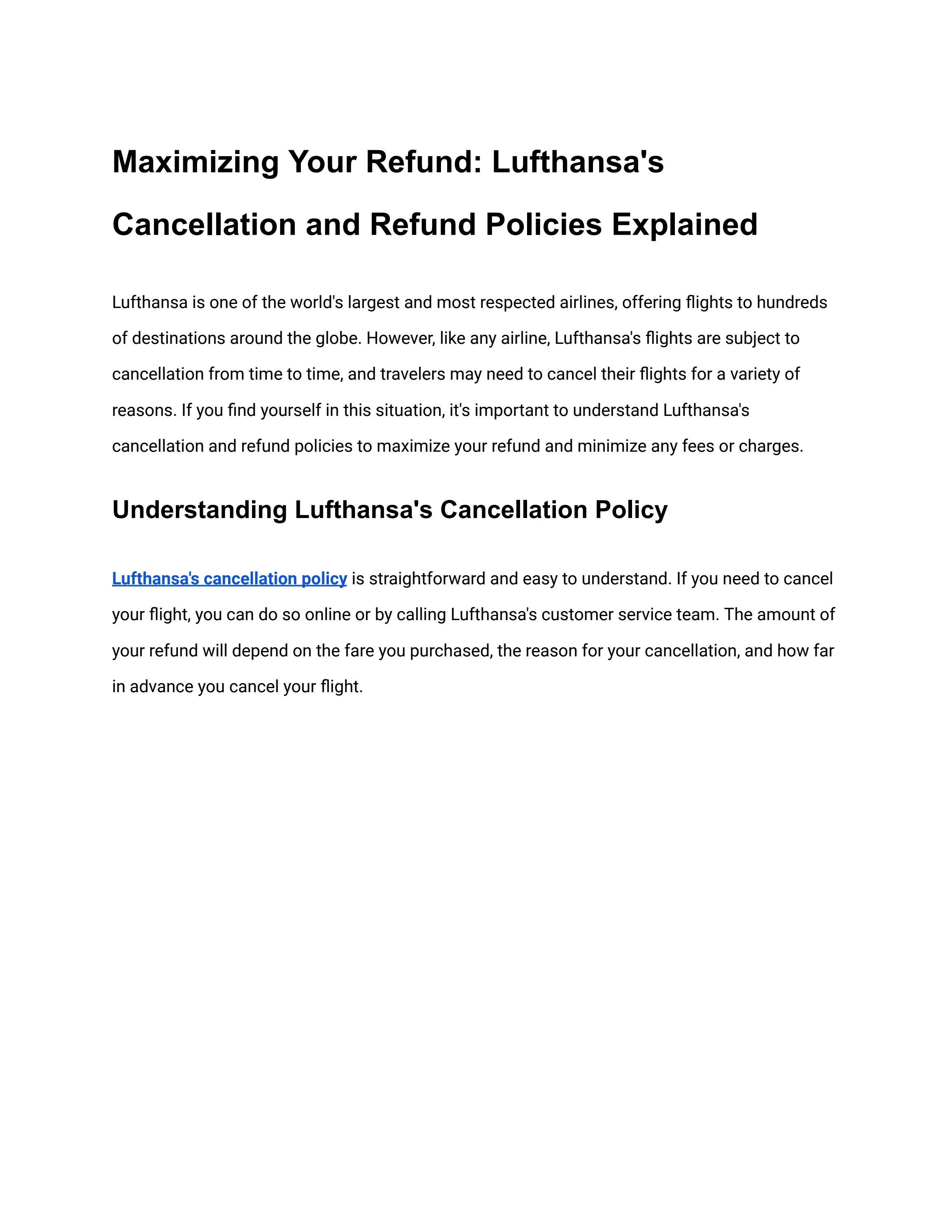 Maximizing Your Refund Lufthansa's Cancellation and Refund Policies