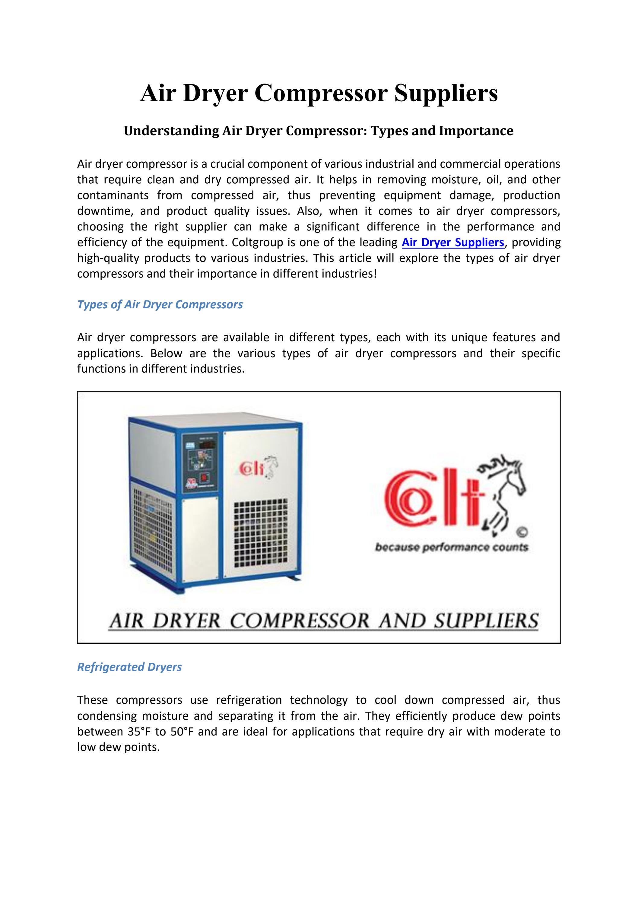 Air Dryer Compressor Air Dryer Suppliers by Colt Equipments Issuu