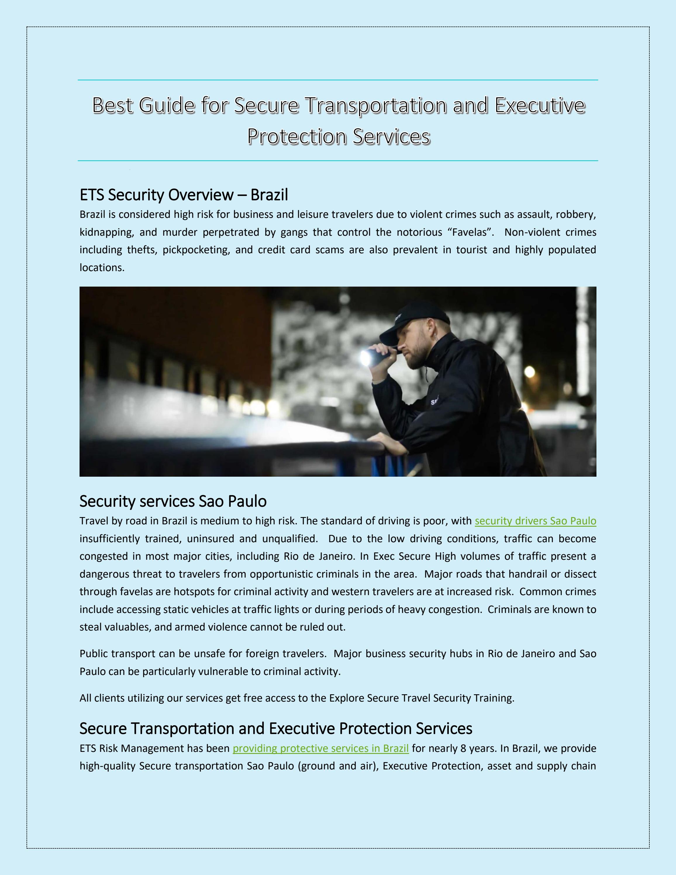 Best Guide for Secure Transportation and Executive Protection Services